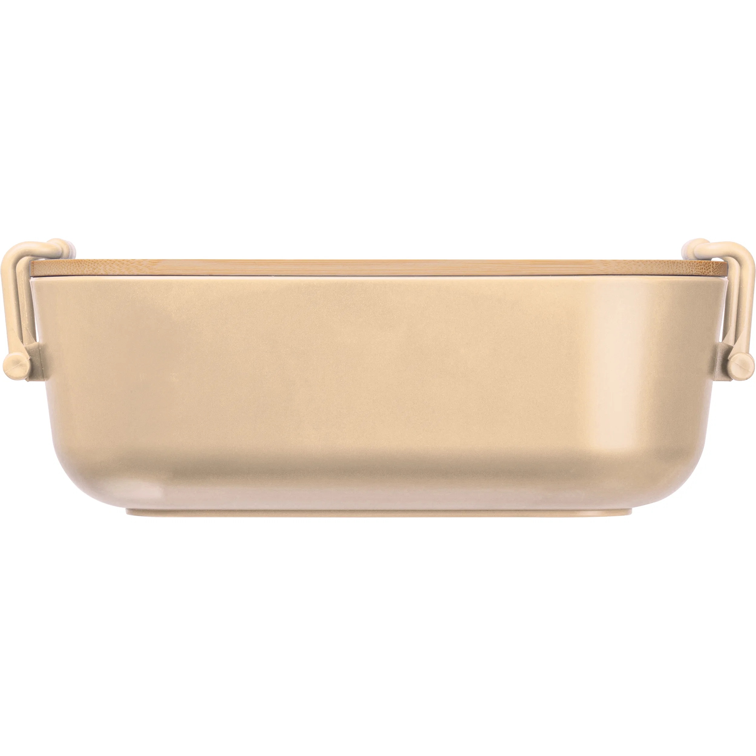 Brotdose mit Gravur / Lunchbox / mit Bambusdeckel und Bügelverschluss / beige