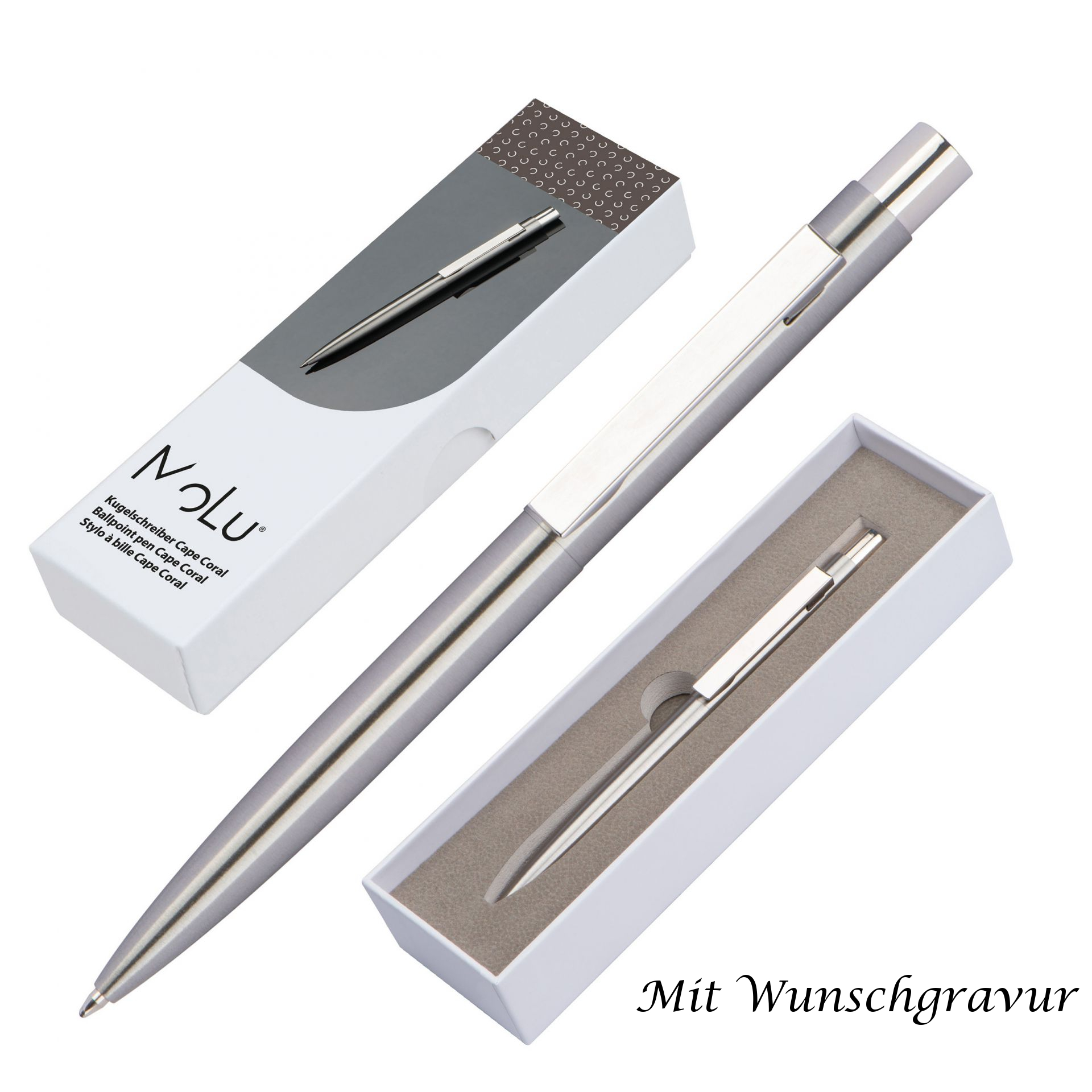 MoLu Kugelschreiber Cape Coral mit Gravur / aus Edelstahl