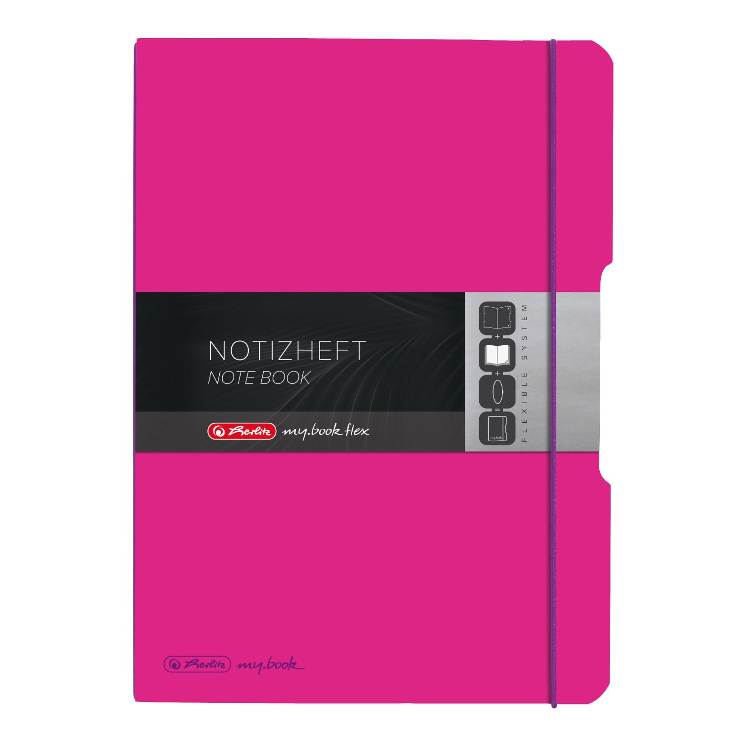 Herlitz Notizheft / DIN A4 / flexibel / je 40 Blatt kariert + liniert / pink