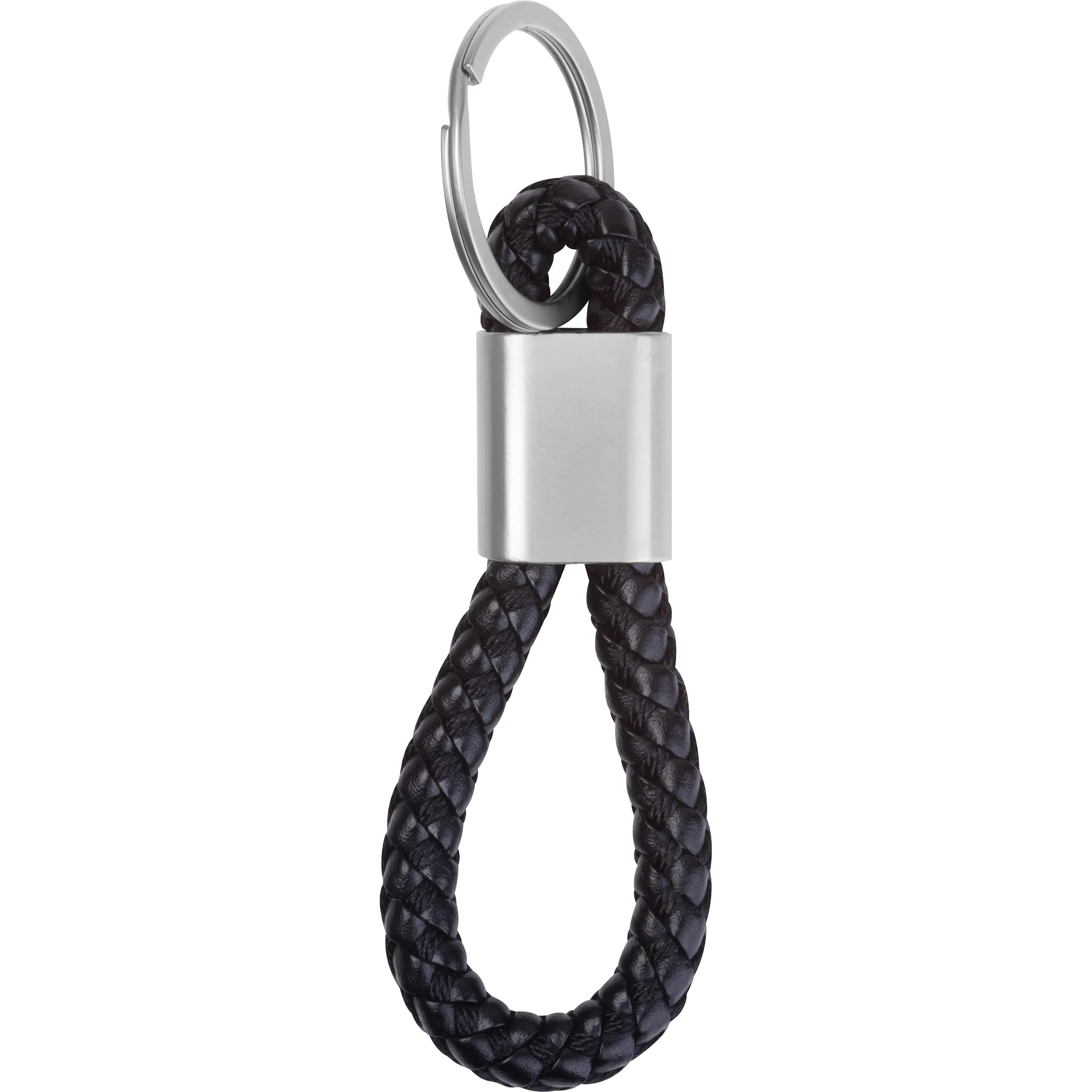Schlüsselanhänger aus Metall mit Gravur / mit Kordel / Farbe: schwarz