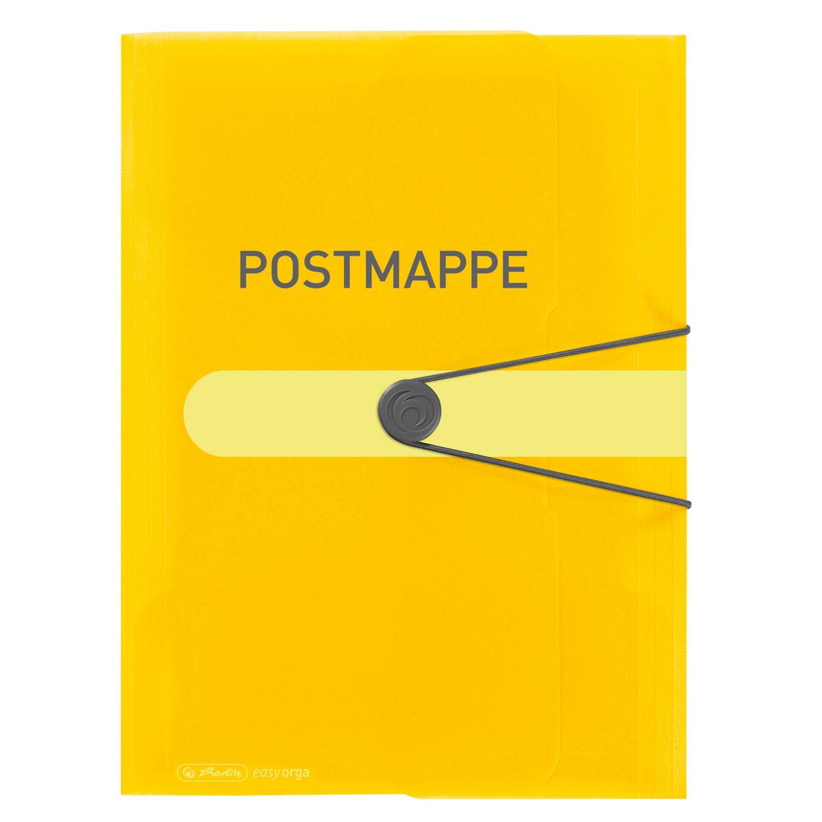 Herlitz Kunststoff Postmappe / aus PP / DIN A4 / mit Gummizug und Verschlußknopf