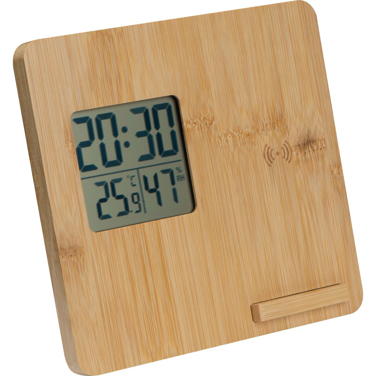 Wetterstation / Wireless Charger aus Bambus