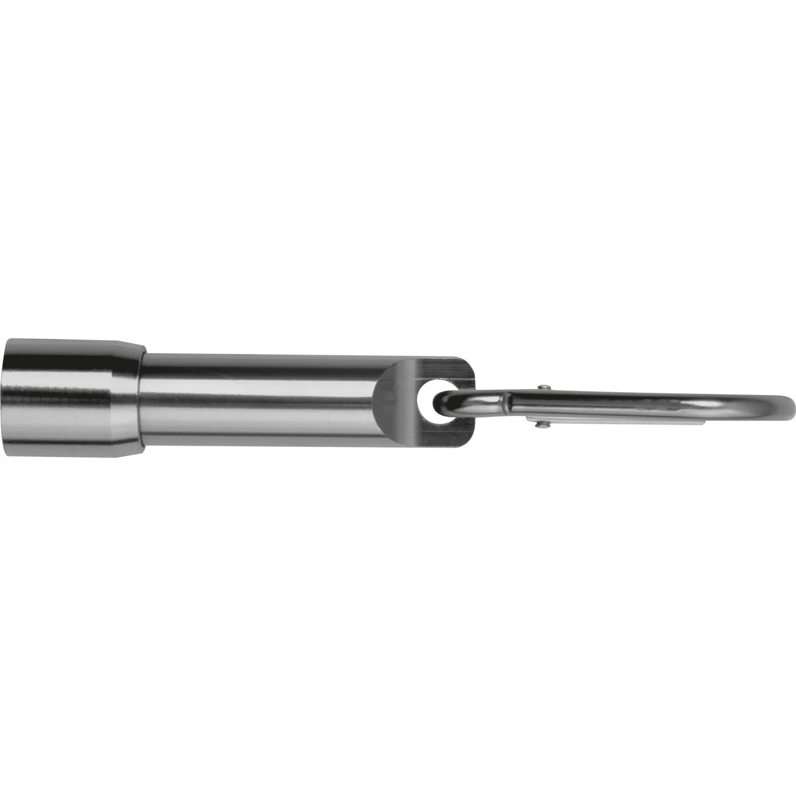 Mini-Taschenlampe mit Gravur / aus Metall / mit Karabinerhaken / Farbe: silber