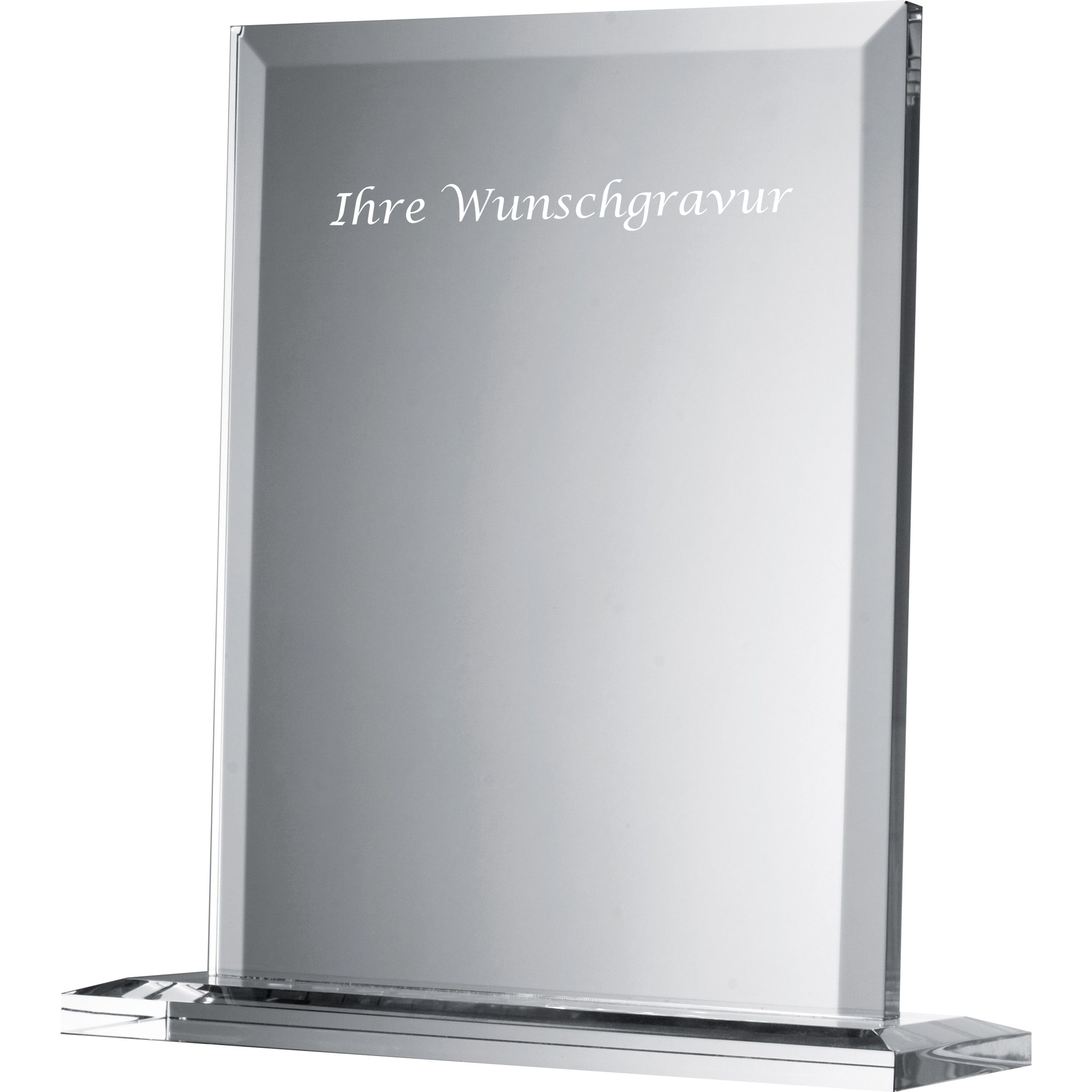 Glastrophäe mit Gravur / Pokal / mit standfestem Sockel