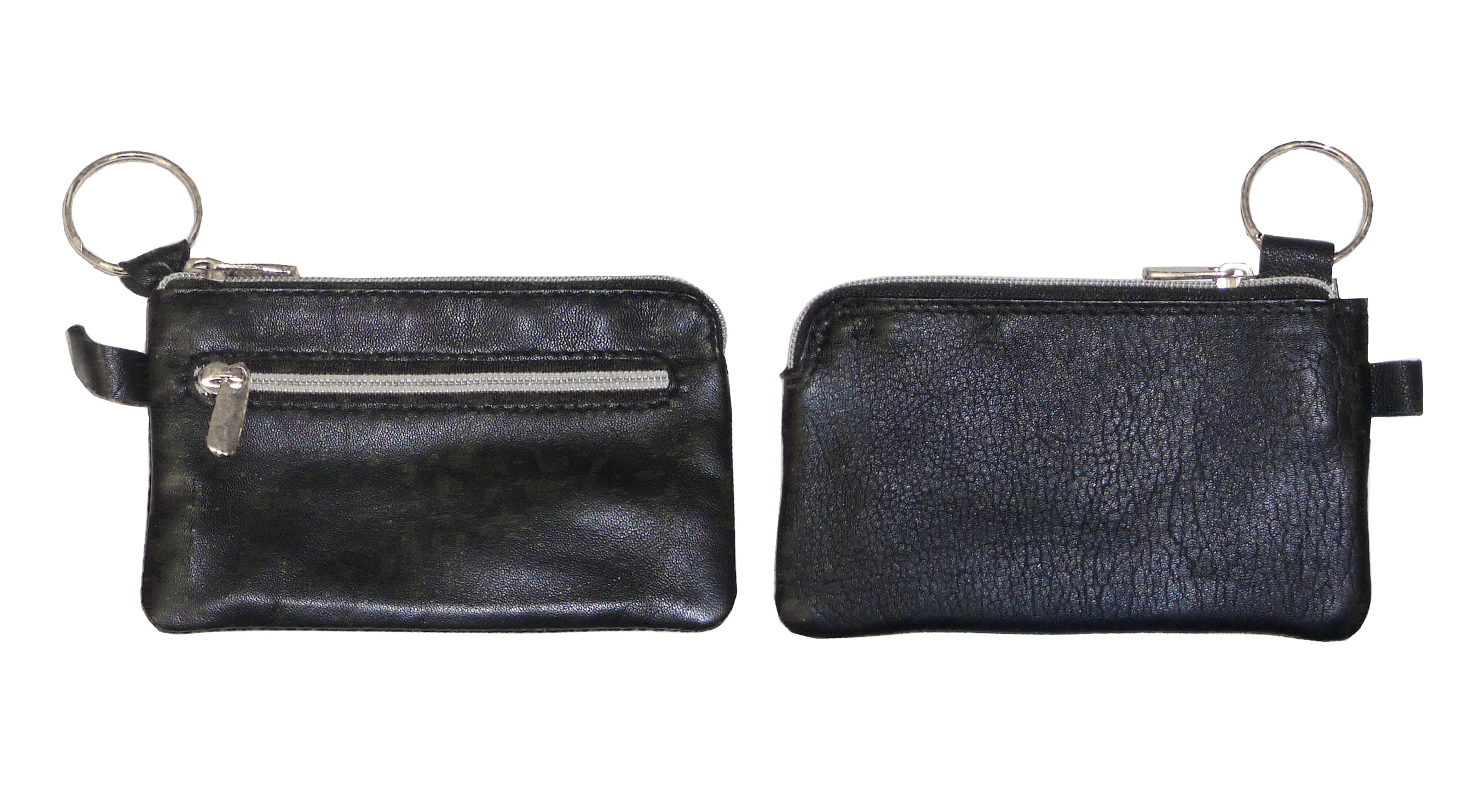 Schlüsseltasche / aus Leder / mit Kleingeldvorfach / Farbe: schwarz