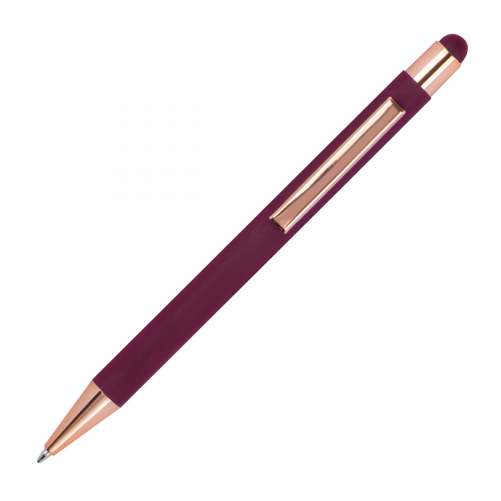10x Touchpen Kugelschreiber mit Gravur / aus Metall / Farbe: rosegold-bordeaux