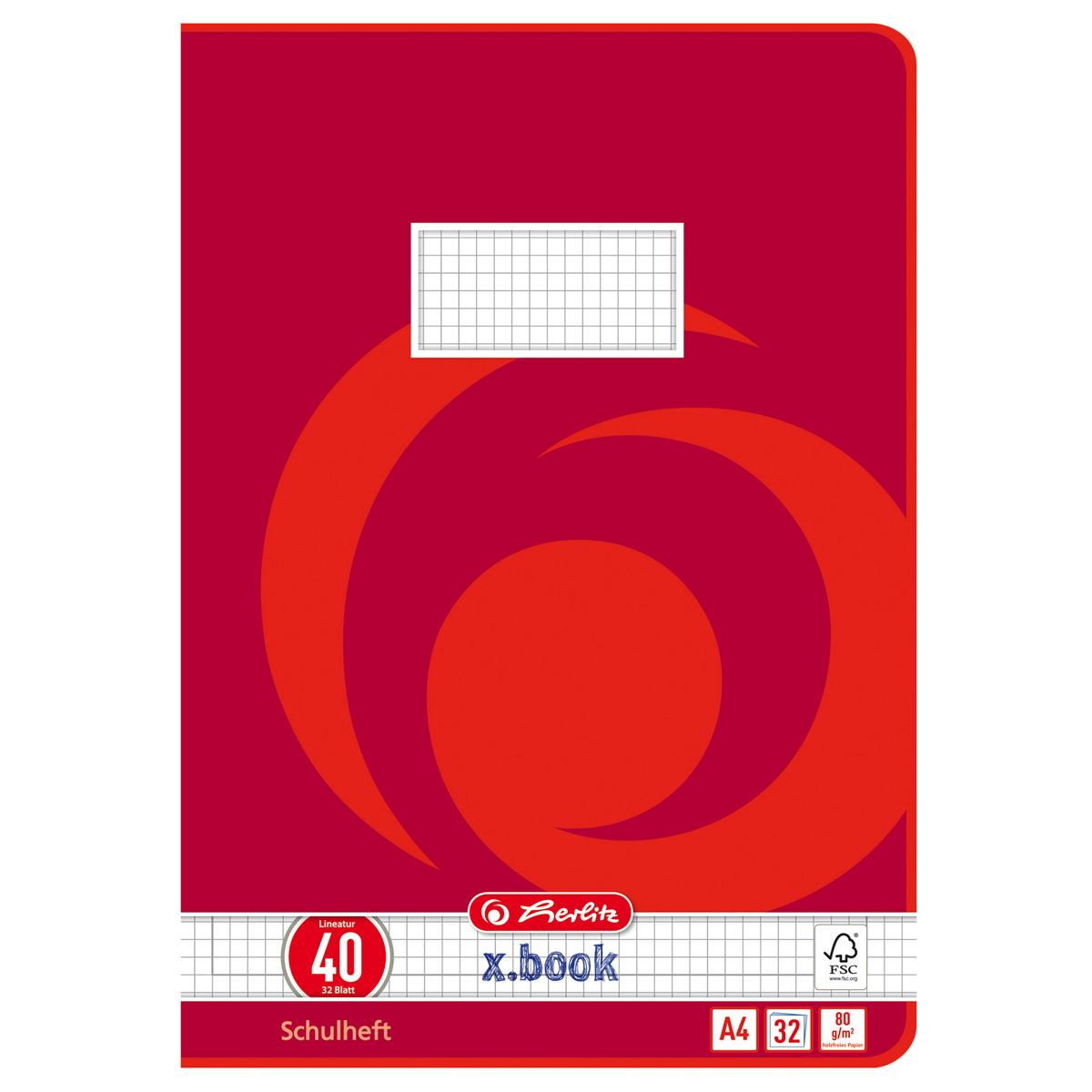 5 Herlitz Schulhefte / DIN A4 / 32 Blatt / Lineatur 40