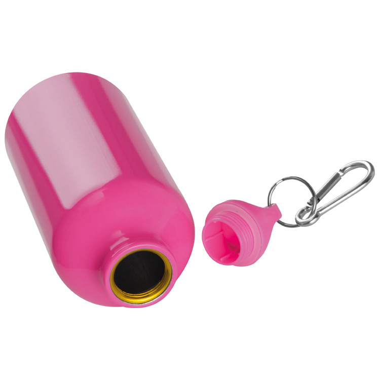 3x Alu Trinkflasche / Sportflasche / 500ml / Farbe: je 1x weiß, pink, hellblau