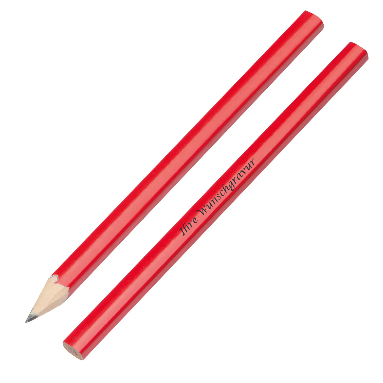 10 Zimmermannsbleistifte mit Gravur / 17,7cm / Farbe: rot