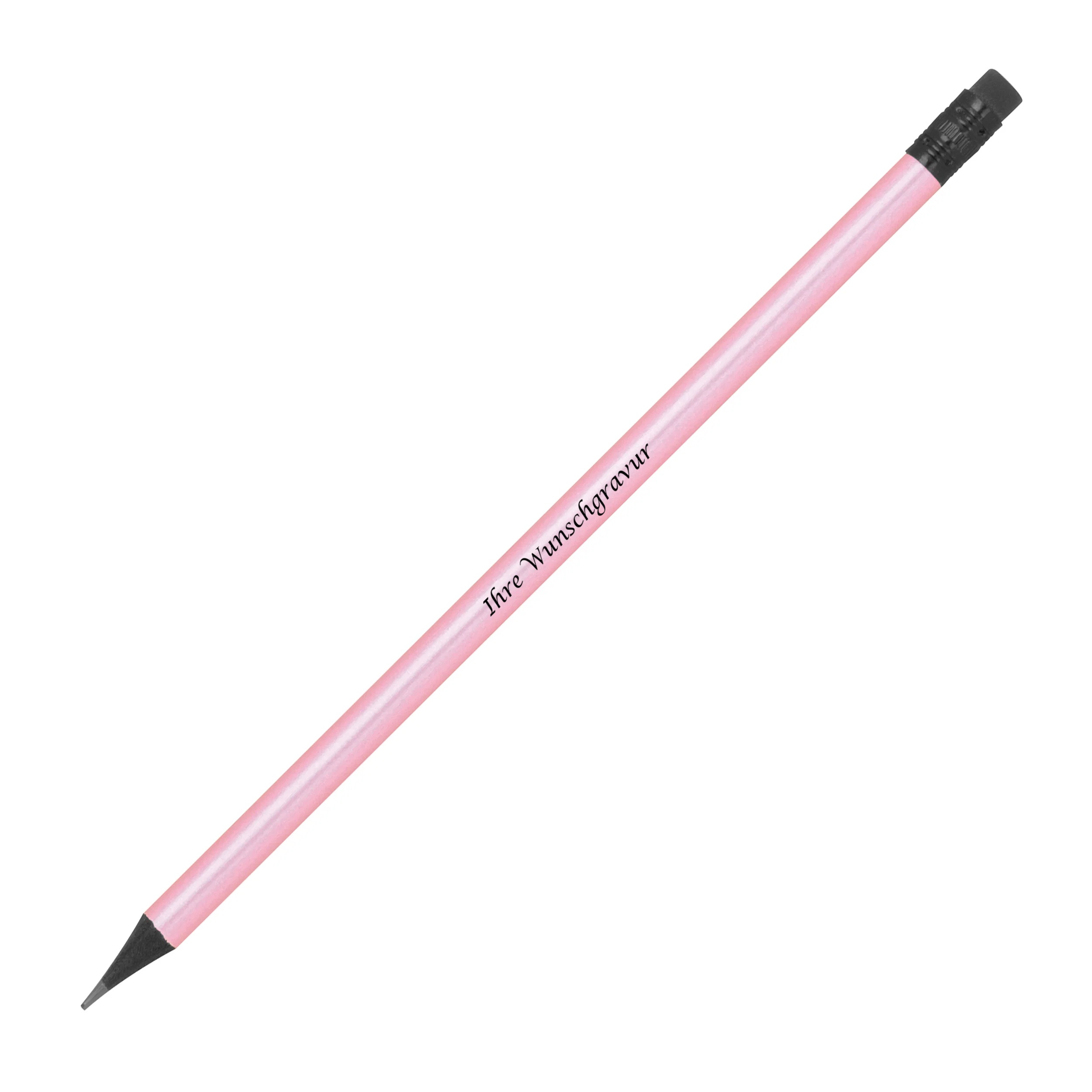 100 Bleistifte mit Gravur / mit Radierer / HB / Farbe: metallic-pink