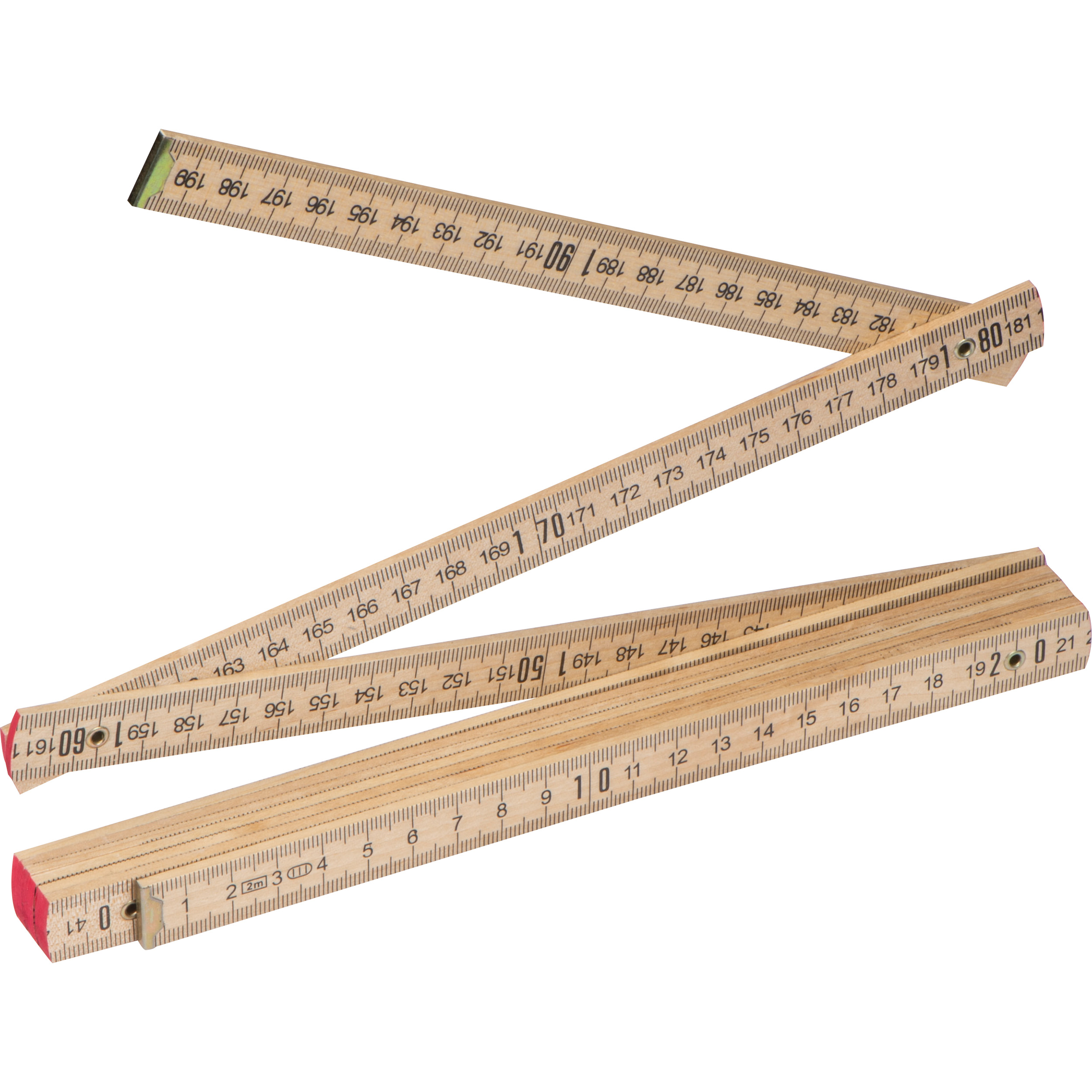 Zollstock mit Gravur / Gliedermaßstab / 2m / aus Holz / Farbe: weiß