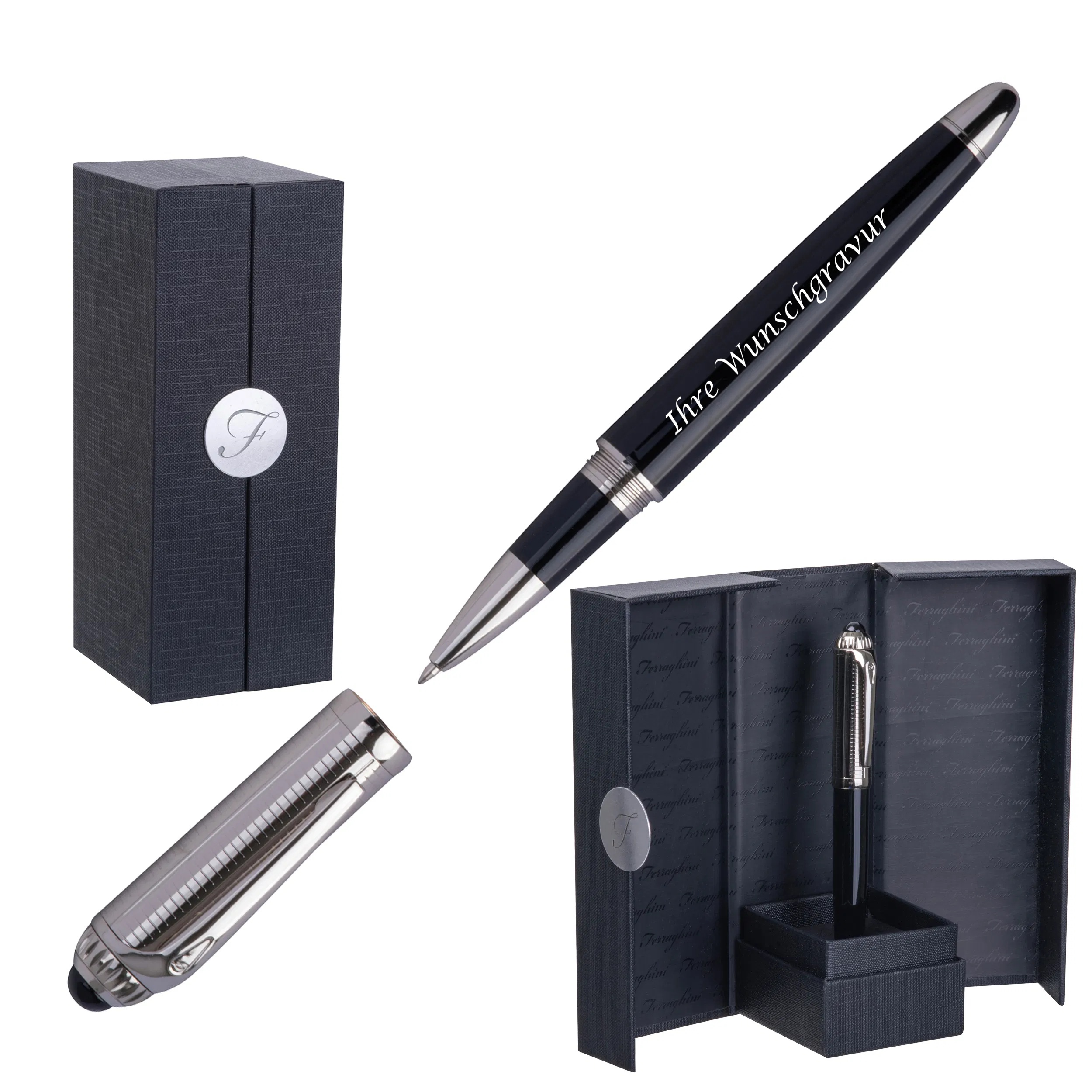 Hochwertiger Rollerball "Ferraghini" mit Gravur / aus Edelstahl mit Geschenkbox