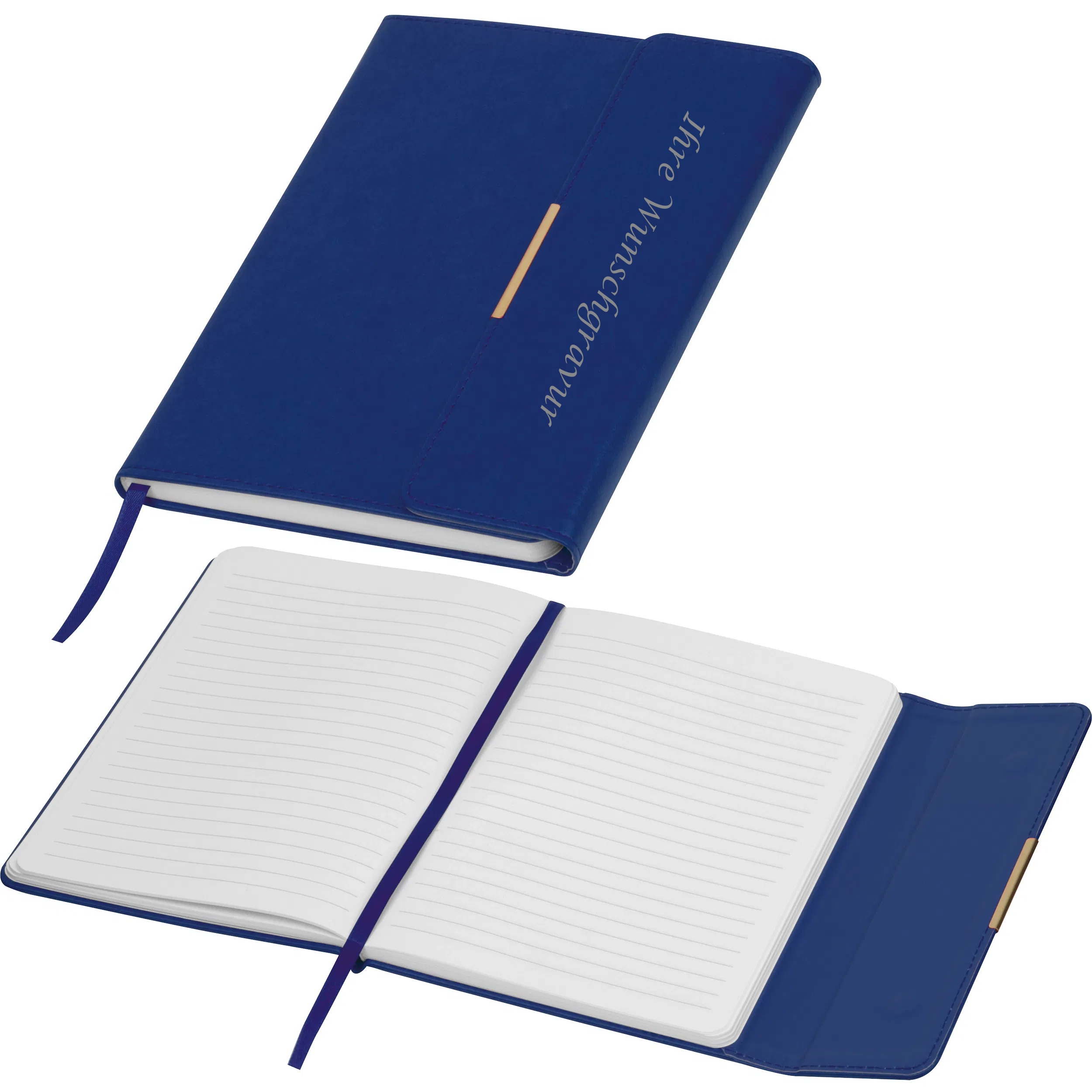 Notizbuch mit Gravur / mit Magnetverschluss / DIN A5 / 192 Seiten / Farbe: blau