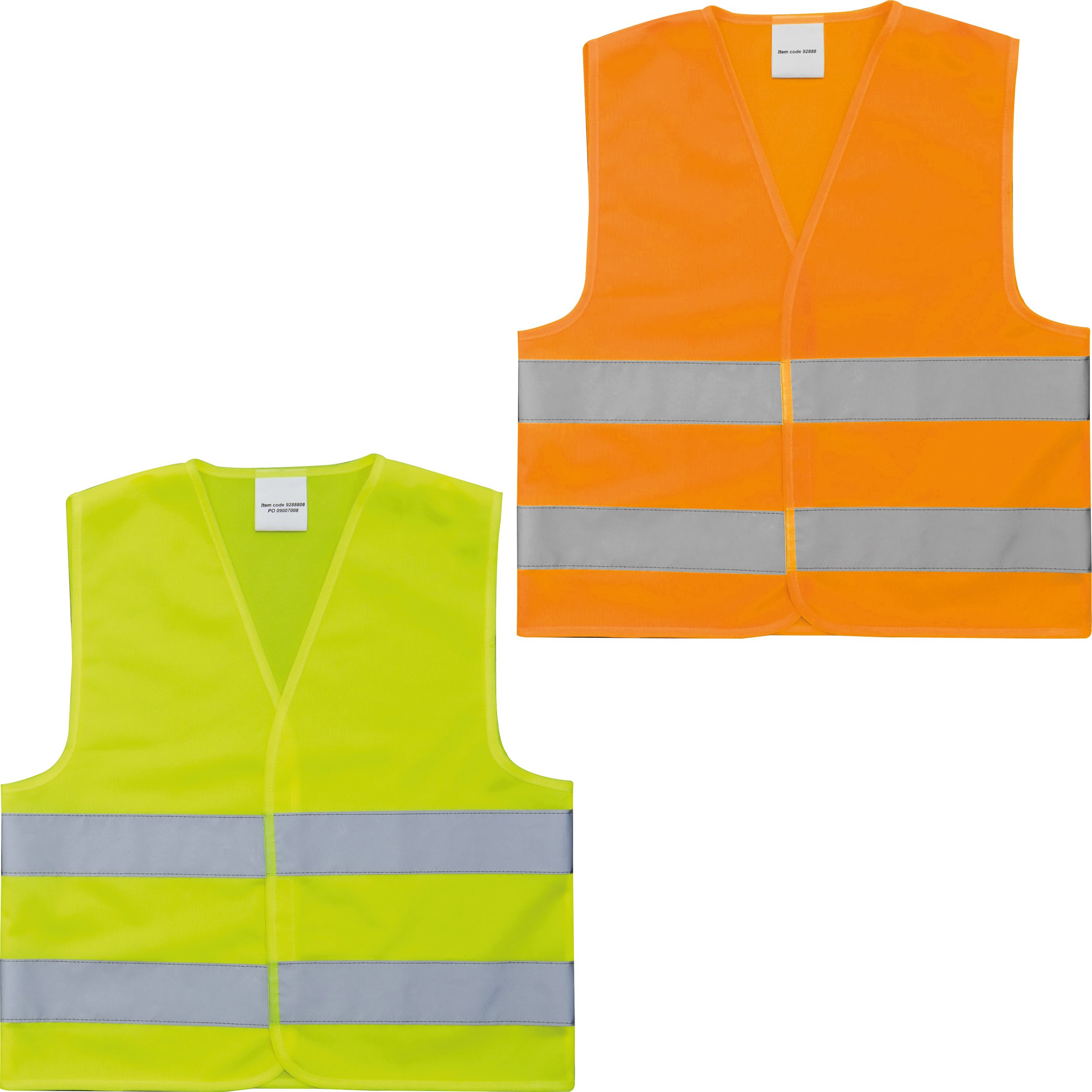 2x Kindersicherheitsweste / Warnweste nach EN 1150:1999 / je 1x gelb und orange