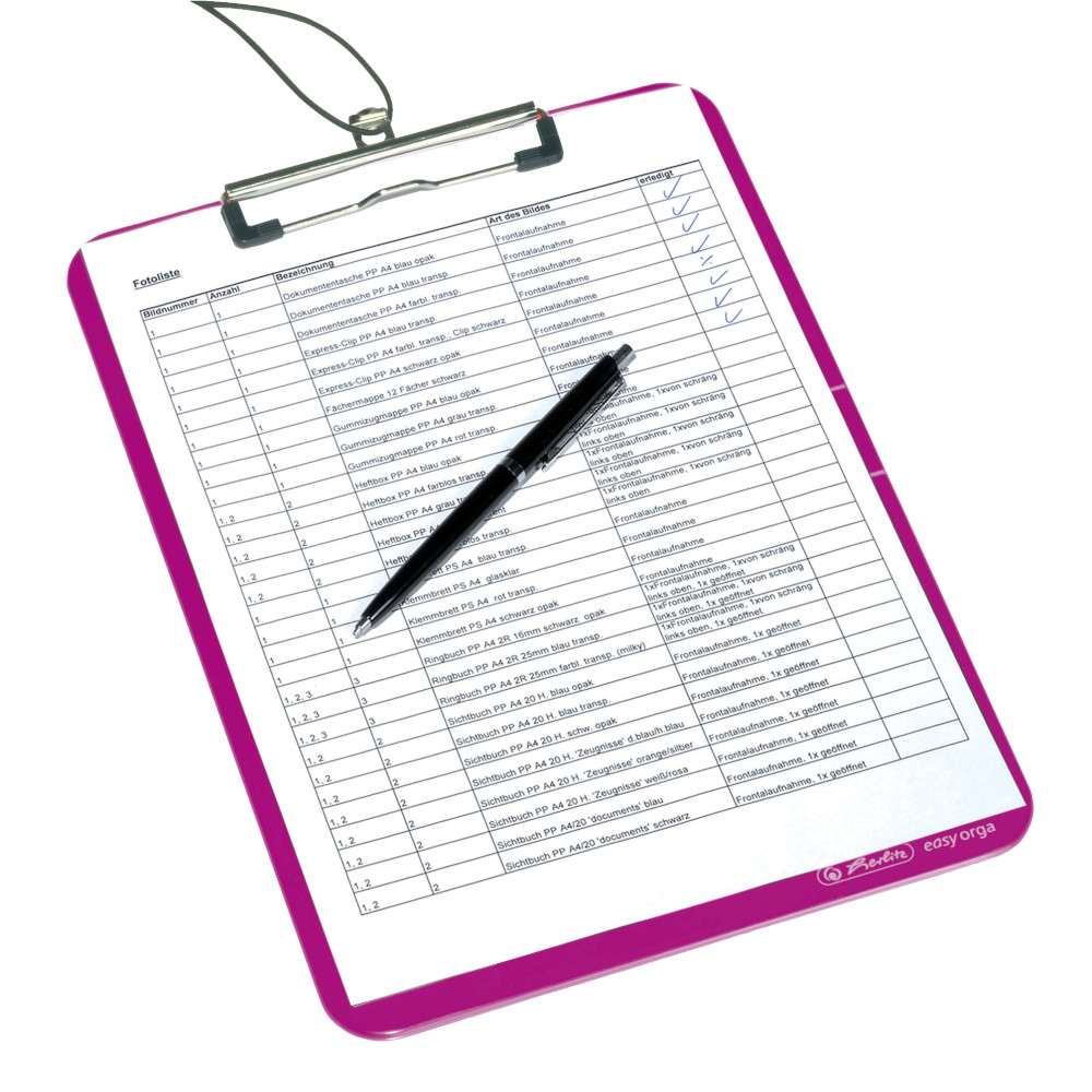 Herlitz Klemmbrett / DIN A4 / Farbe: opak beere
