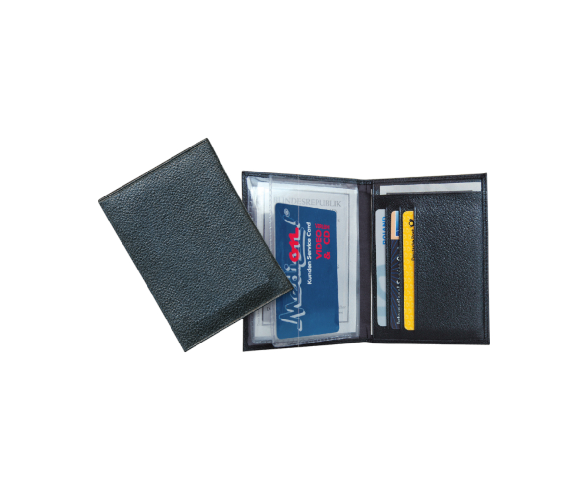 Ausweistasche / aus Leder / mit Kreditkartenfächer / Farbe: schwarz