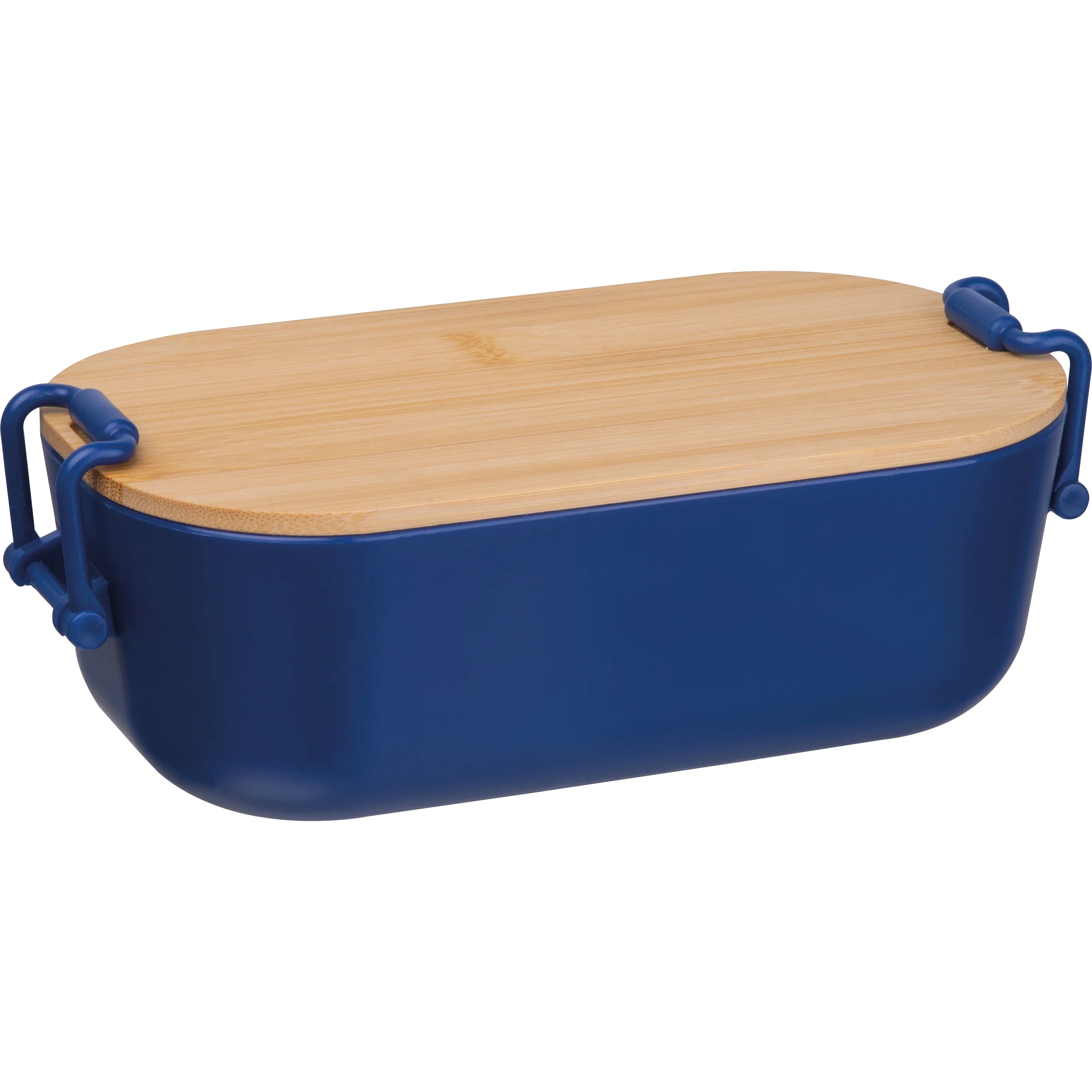 Brotdose mit Gravur / Lunchbox / mit Bambusdeckel und Bügelverschluss / blau