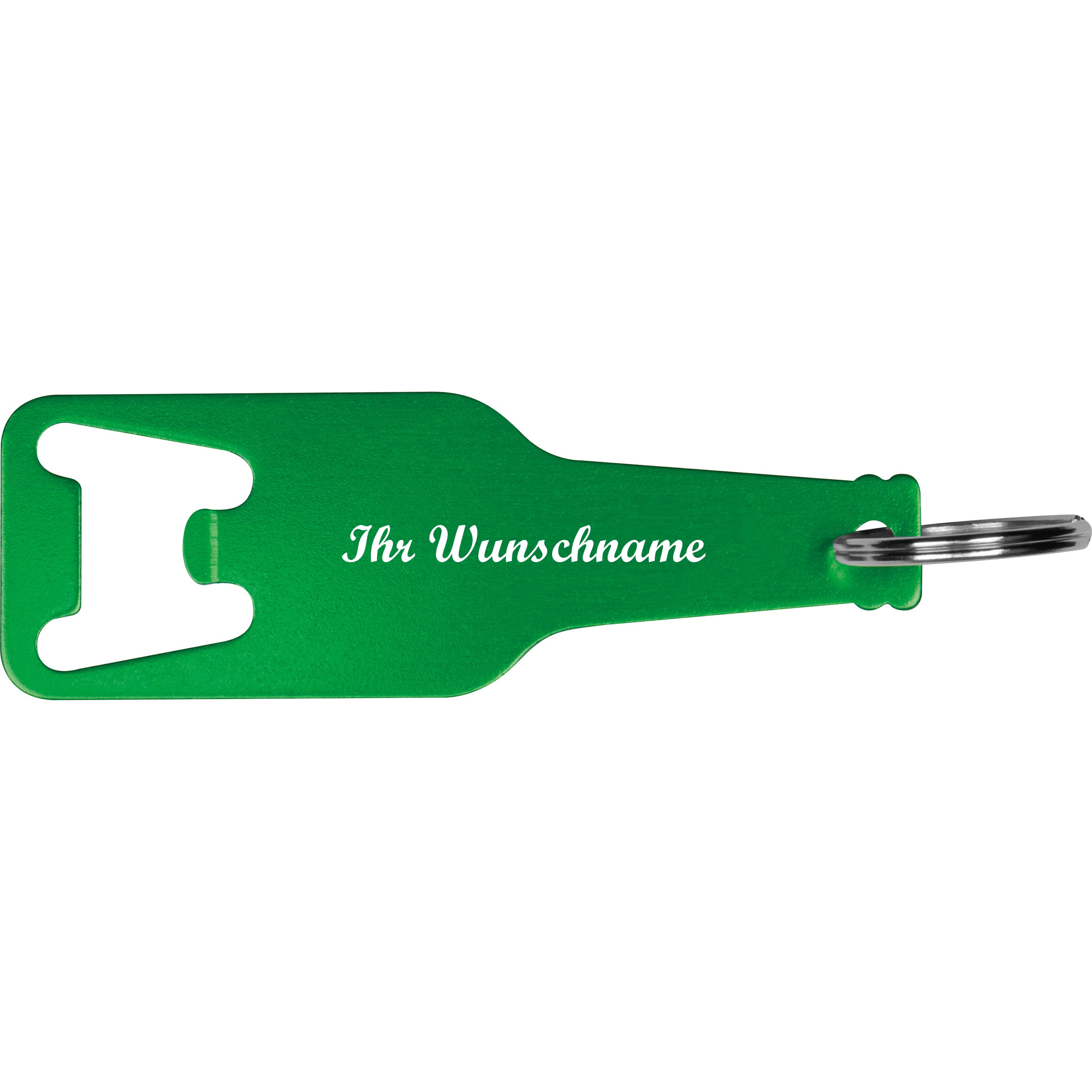 10x Flaschenöffner mit Namensgravur - aus recyceltem Aluminim - Farbe: grün