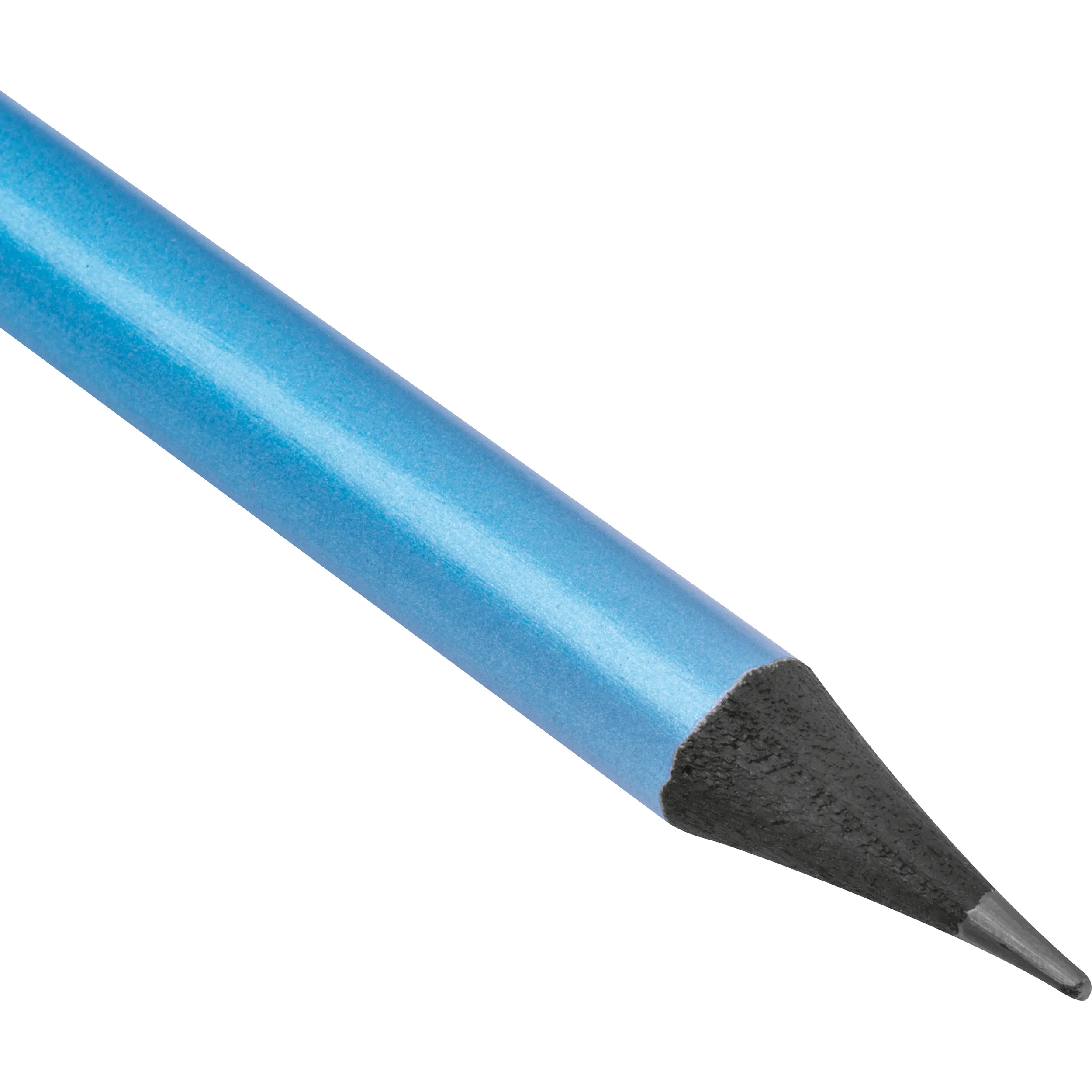 10 Bleistifte mit Gravur / mit Radierer / HB / Farbe: metallic-hellblau