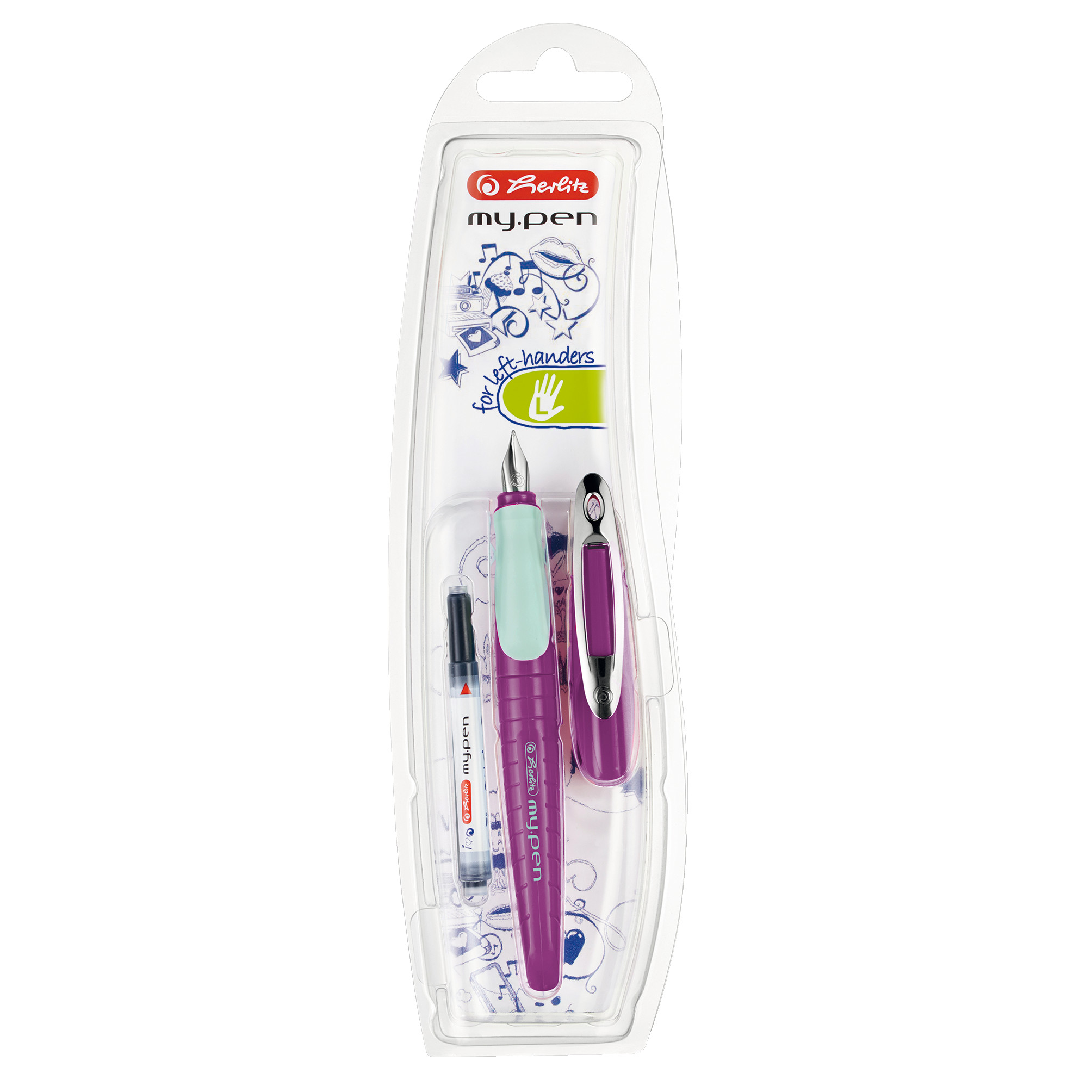 Herlitz Füllhalter / Linkshänder-Füller / Farbe: lila/minze