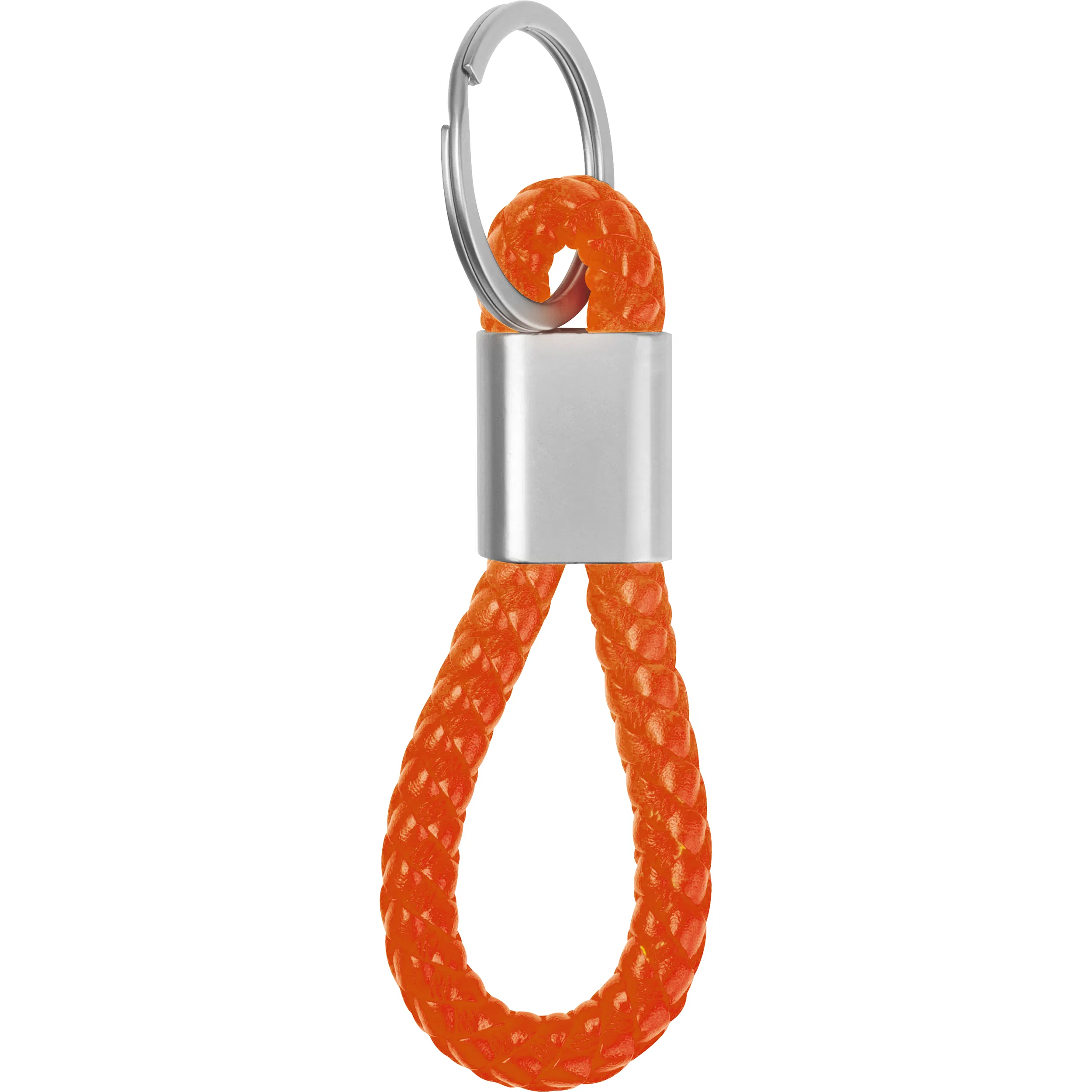 Schlüsselanhänger aus Metall mit Gravur / mit Kordel / Farbe: orange