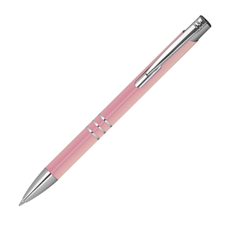 10 Metall Kugelschreiber mit Gravur / je 10 schwarze + blaue Minen / rosé