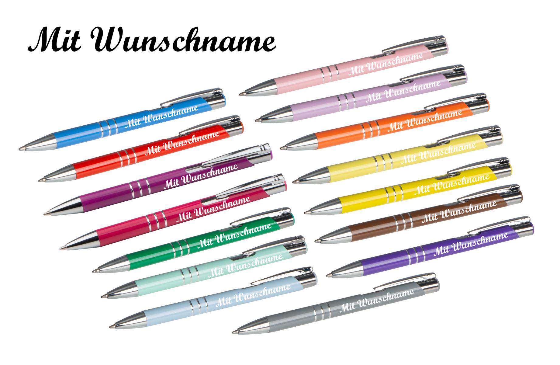 35 Kugelschreiber aus Metall mit Namensgravur / 35 Farben