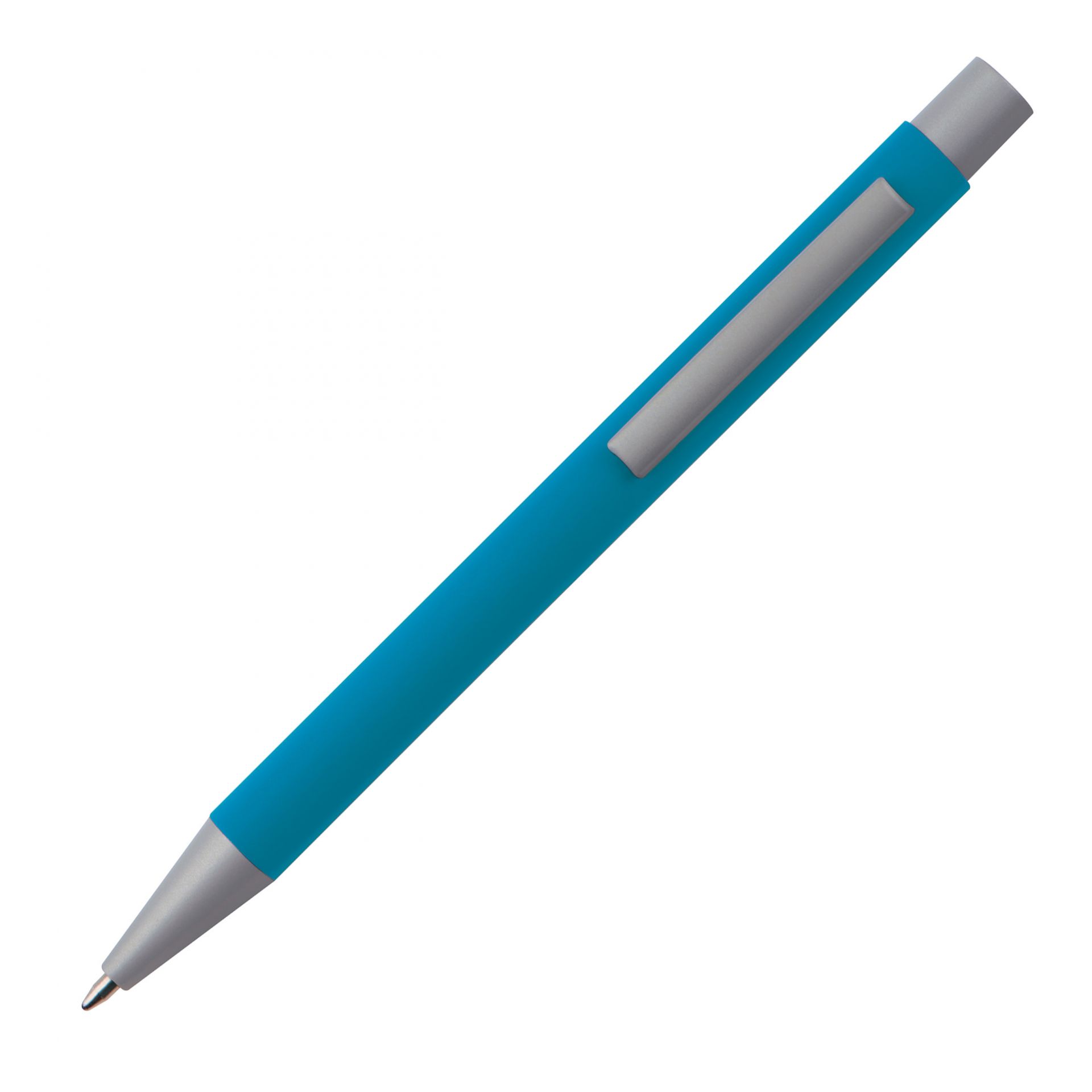 10x Kugelschreiber / aus Metall mit rubber finish Oberfläche / Farbe: hellblau