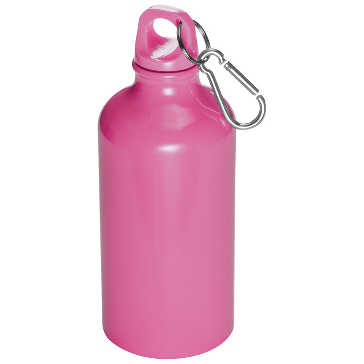 3x Alu Trinkflasche / Sportflasche / 500ml / Farbe: je 1x weiß, pink, hellblau