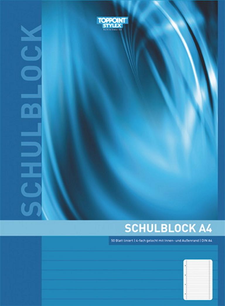 4 Schulblöcke Schulblock liniert DIN A4 Schreibblock