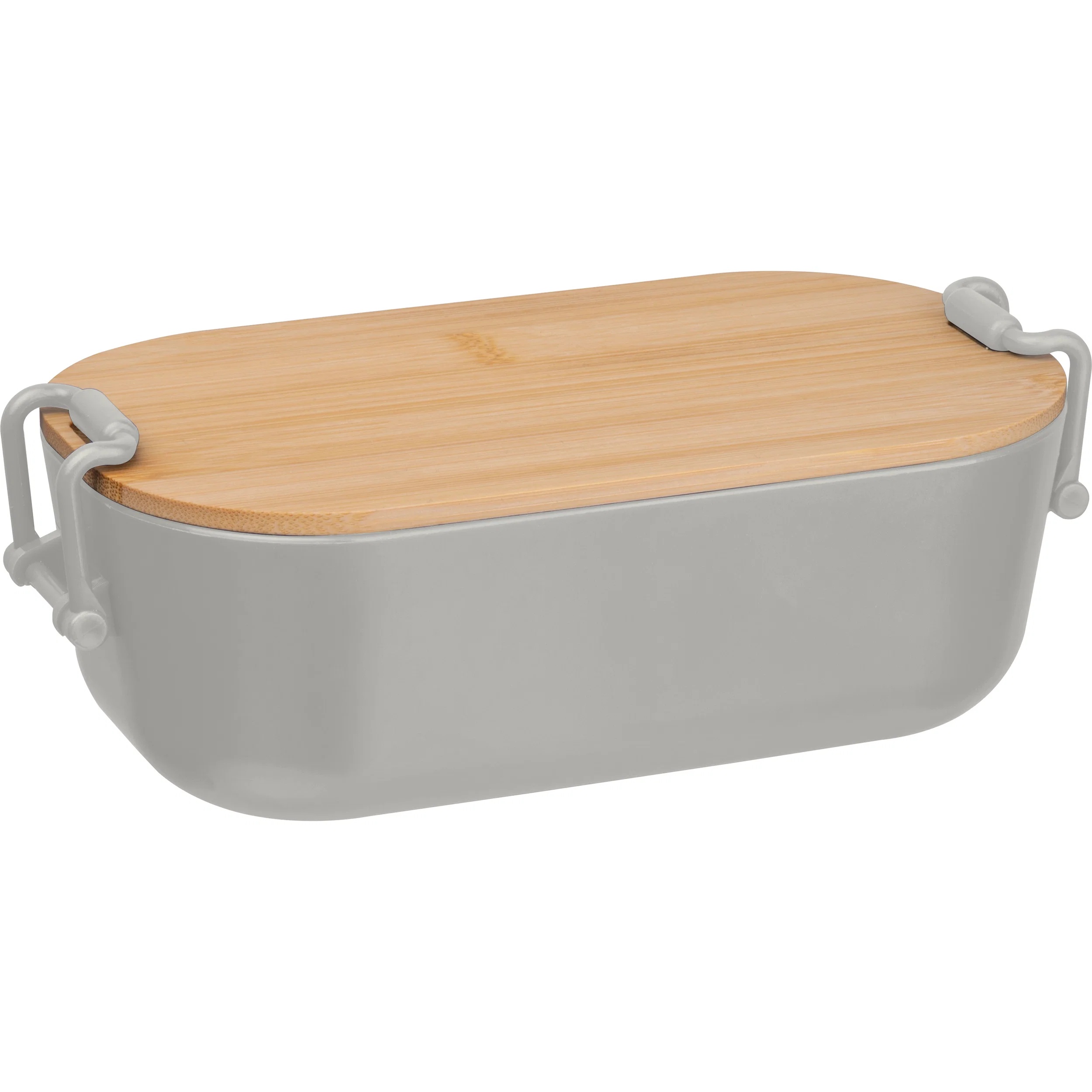 Brotdose mit Gravur / Lunchbox / mit Bambusdeckel und Bügelverschluss / grau