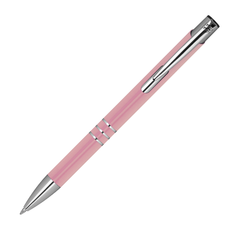 10 Metall Kugelschreiber mit Gravur / je 10 schwarze + blaue Minen / rosé