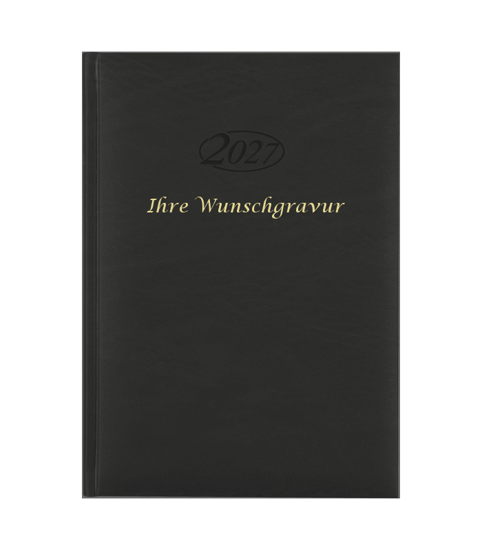 Buchkalender 2027 mit Gravur / Chefkalender / Farbe: schwarz