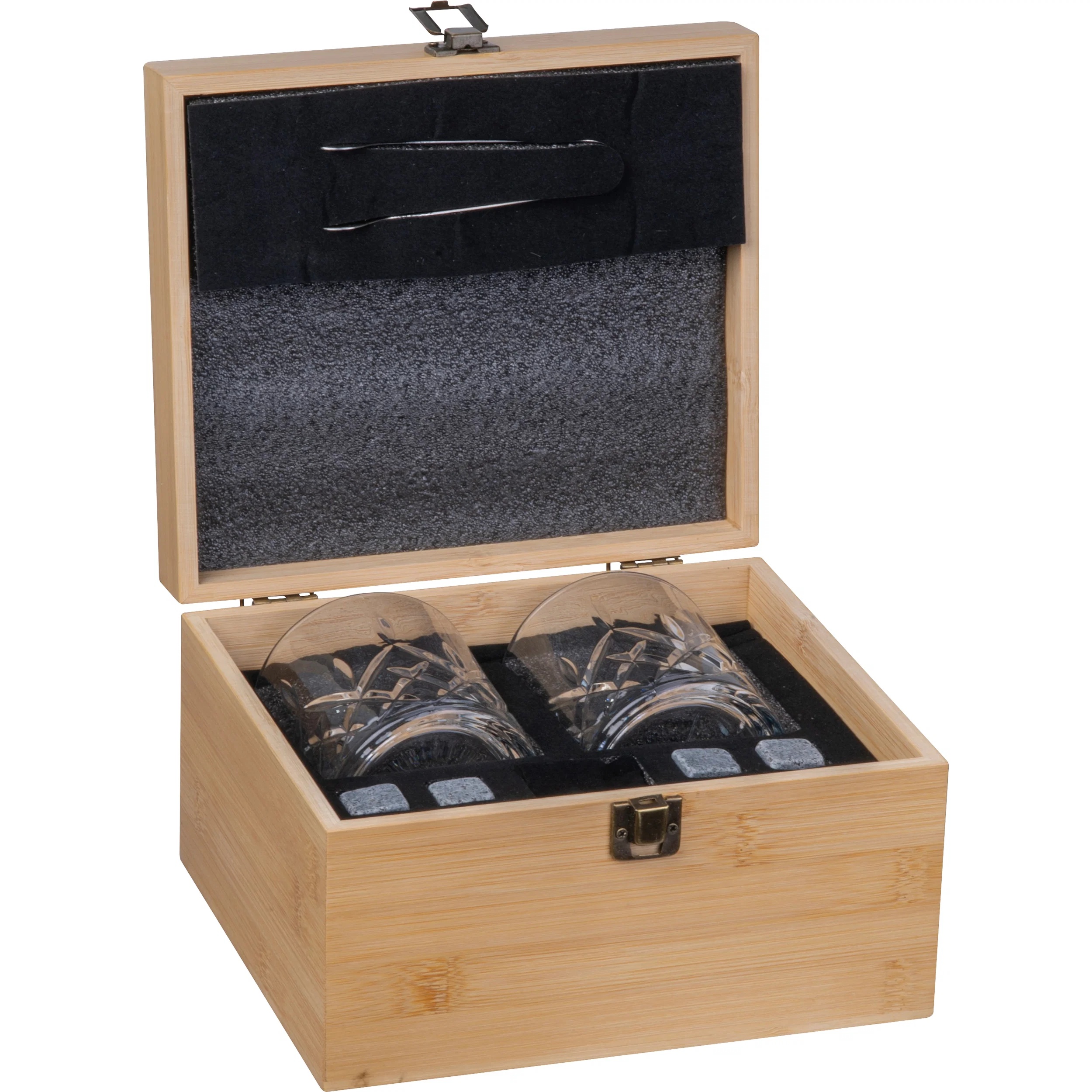 Edles Whisky-Set mit Gravur / Geschenkset mit 2 Gläsern & Granit-Eiswürfeln