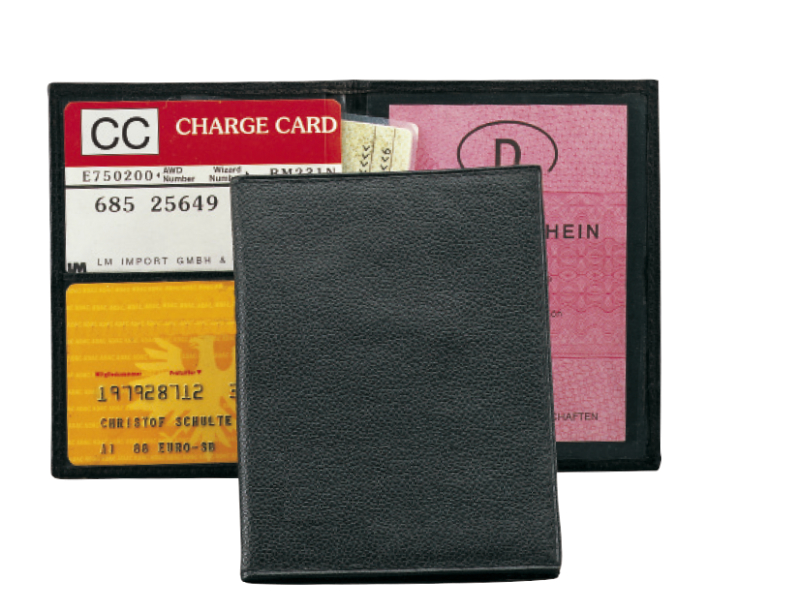 Ausweistasche aus Leder / KFZ Schein Schutzhülle / Farbe: schwarz