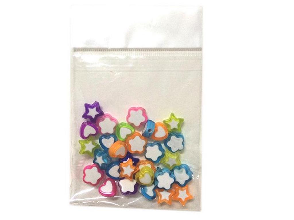 25 Loom Beads für Loom Gummibänder / Herze + Sterne + Blumen