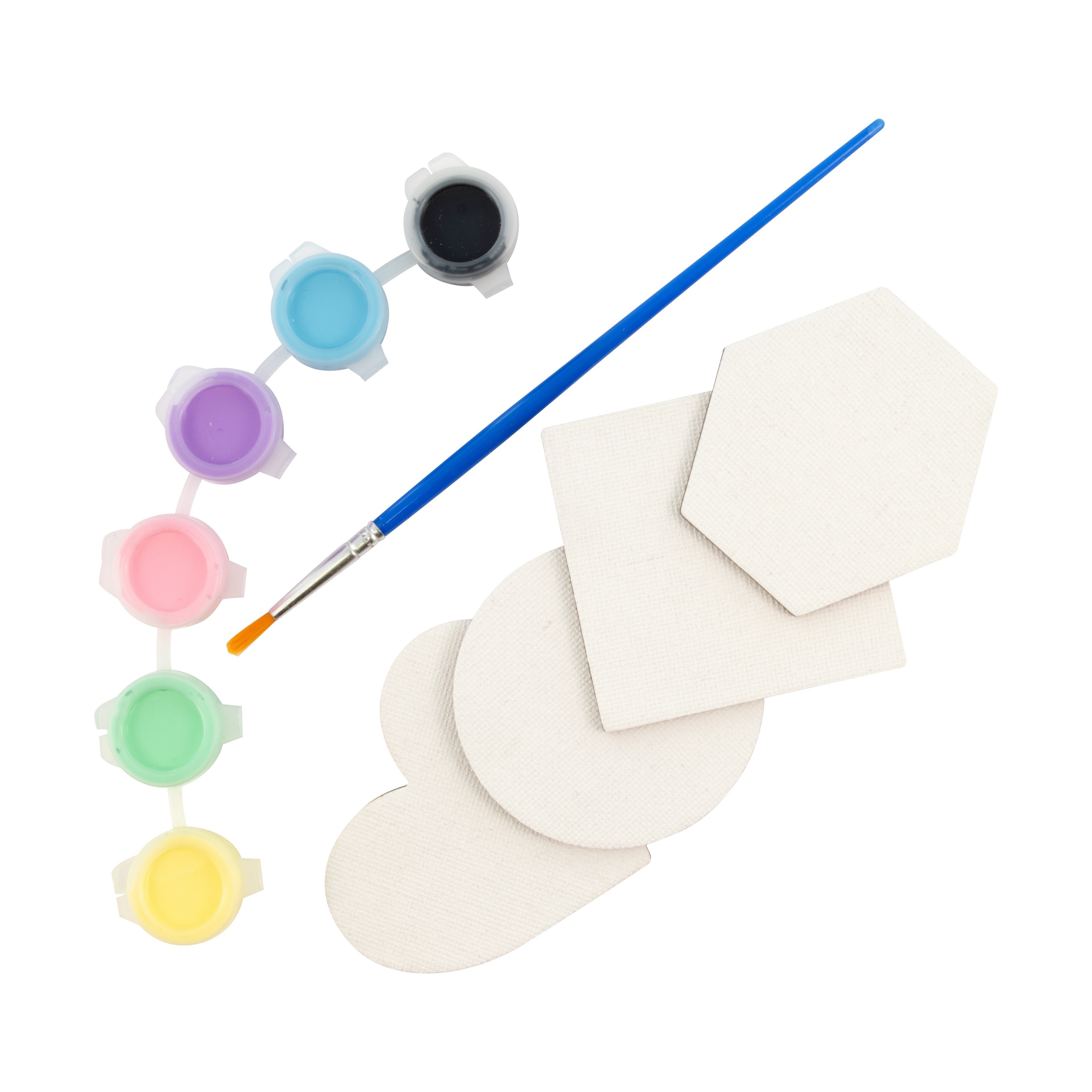 4 DIY Leinwand-Magnete Set mit 6 Aquarellfarben à 5 ml und Pinsel