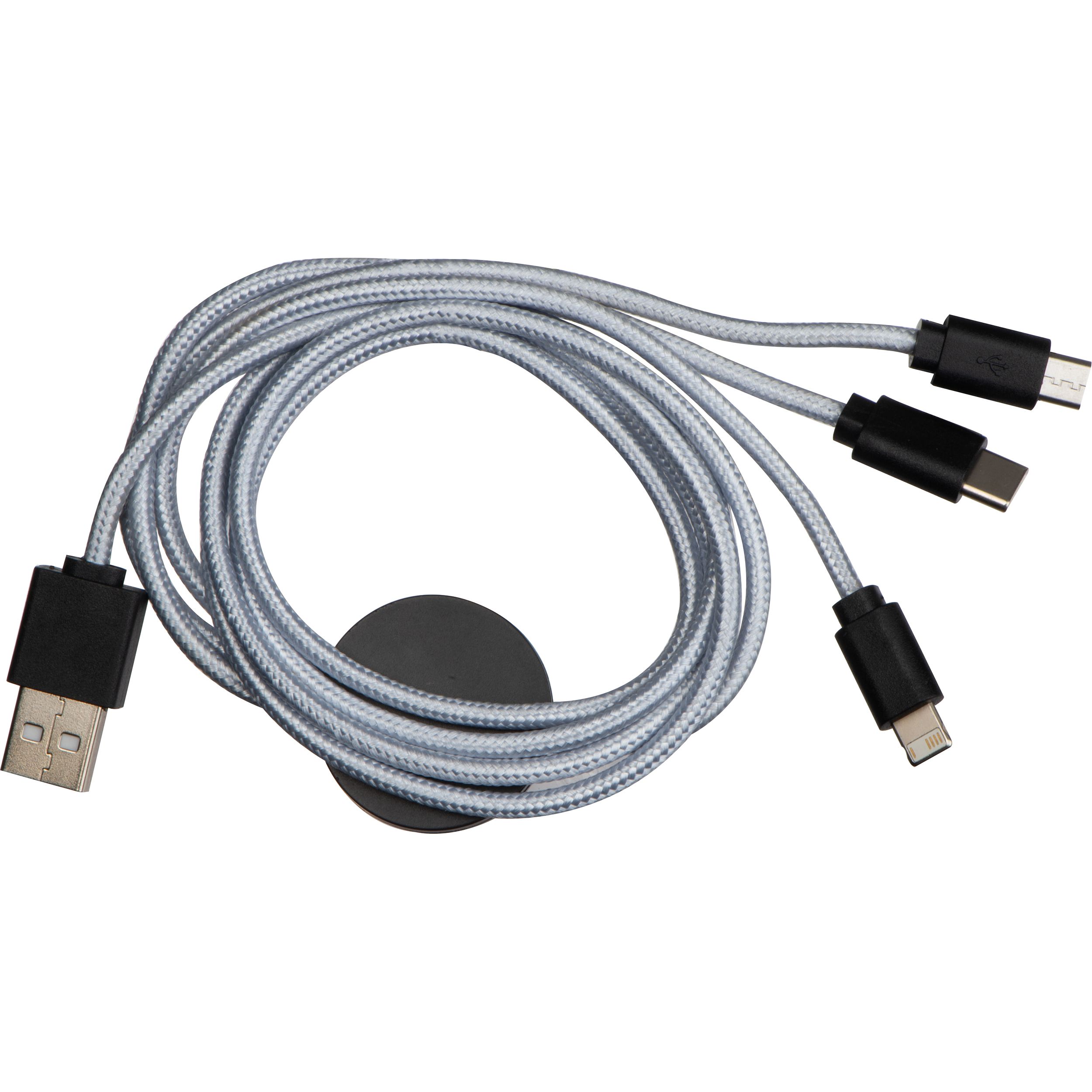 Ladekabel / mit Bambusplättchen / 1,2 m lang / C-Type-, Mikro-USB- und iOS