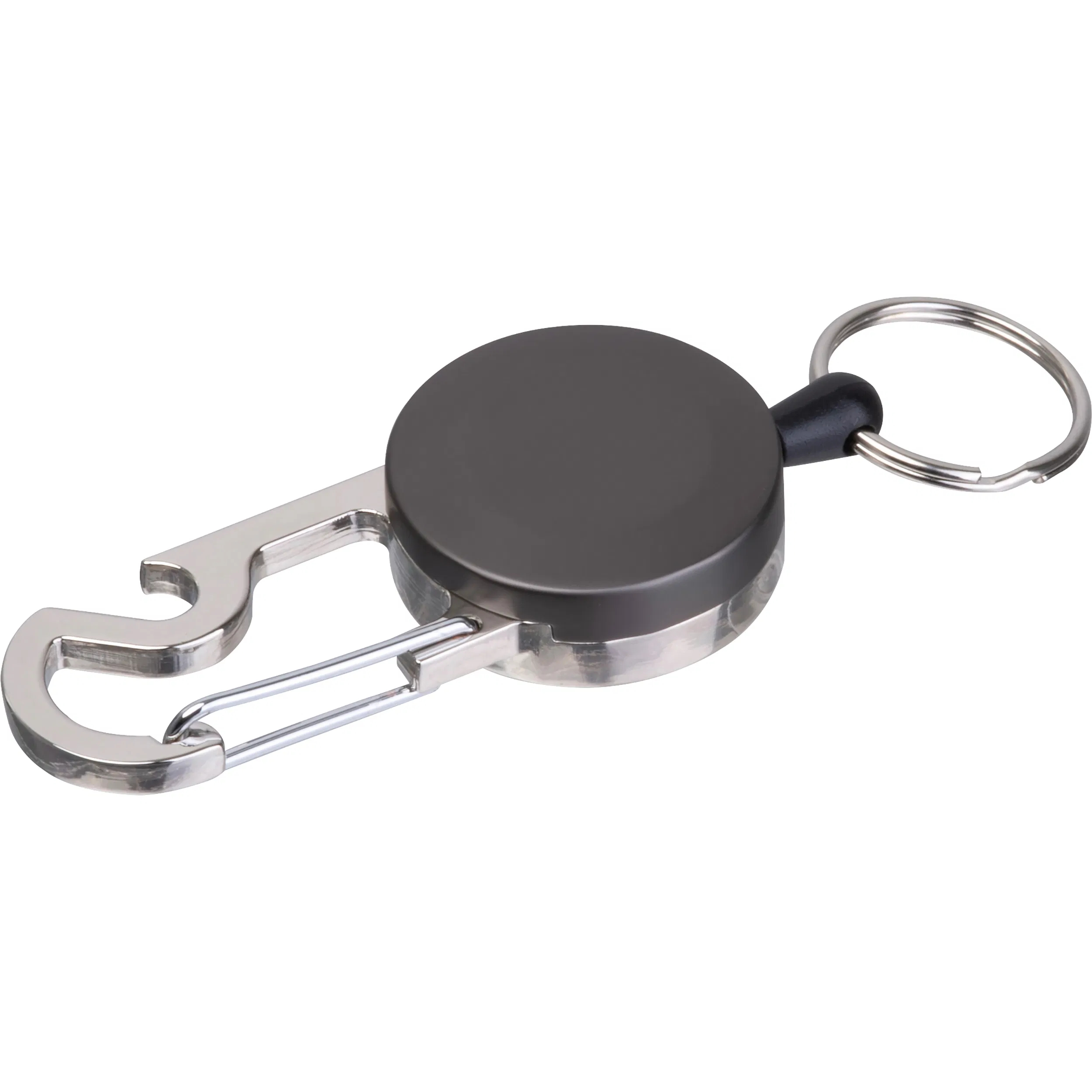 Ausziehbarer Schlüsselanhänger mit Gravur / aus Metall / Karabiner mit Öffner