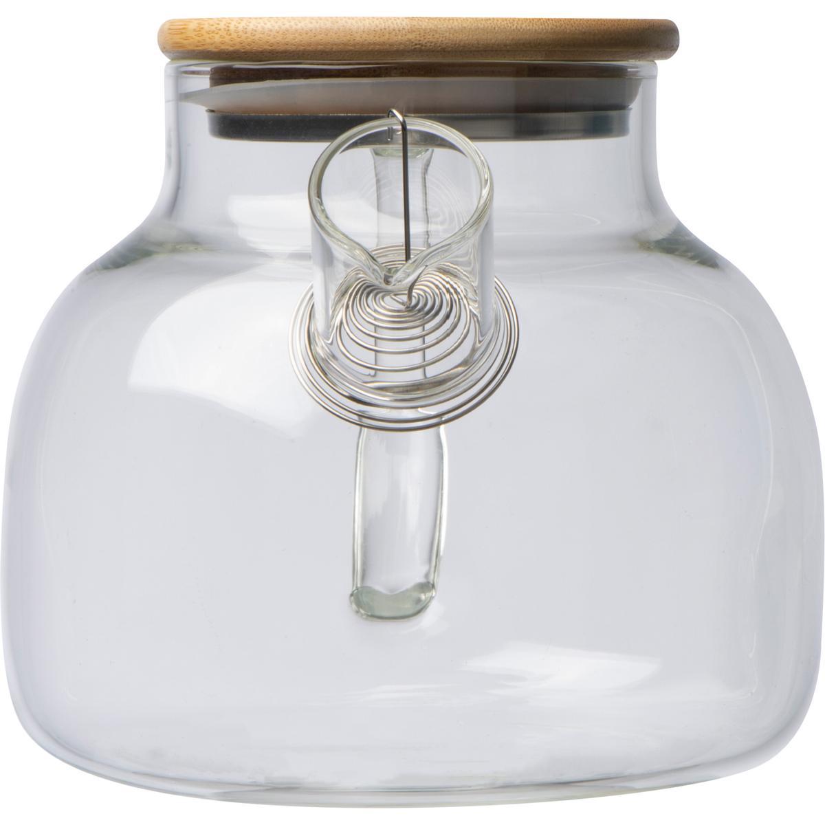 Teekanne / aus Glas mit Bambusdeckel und Ausgießsieb / 1.000 ml