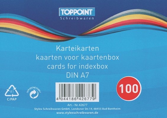 600 Stylex Karteikarten DIN A7 weiss liniert