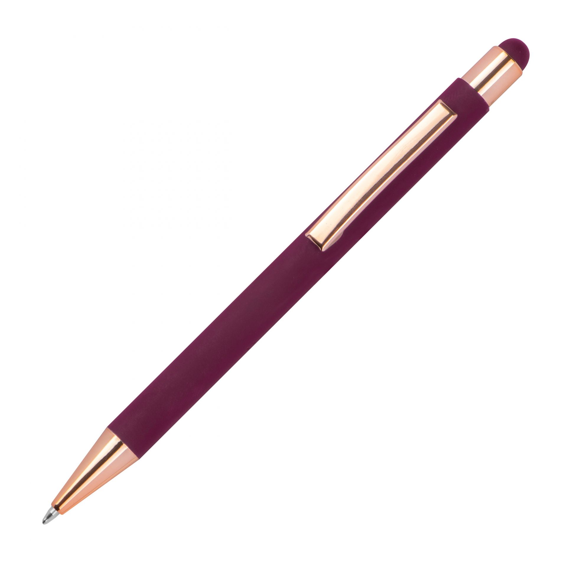 10x Touchpen Kugelschreiber mit Gravur / aus Metall / Farbe: rosegold-bordeaux