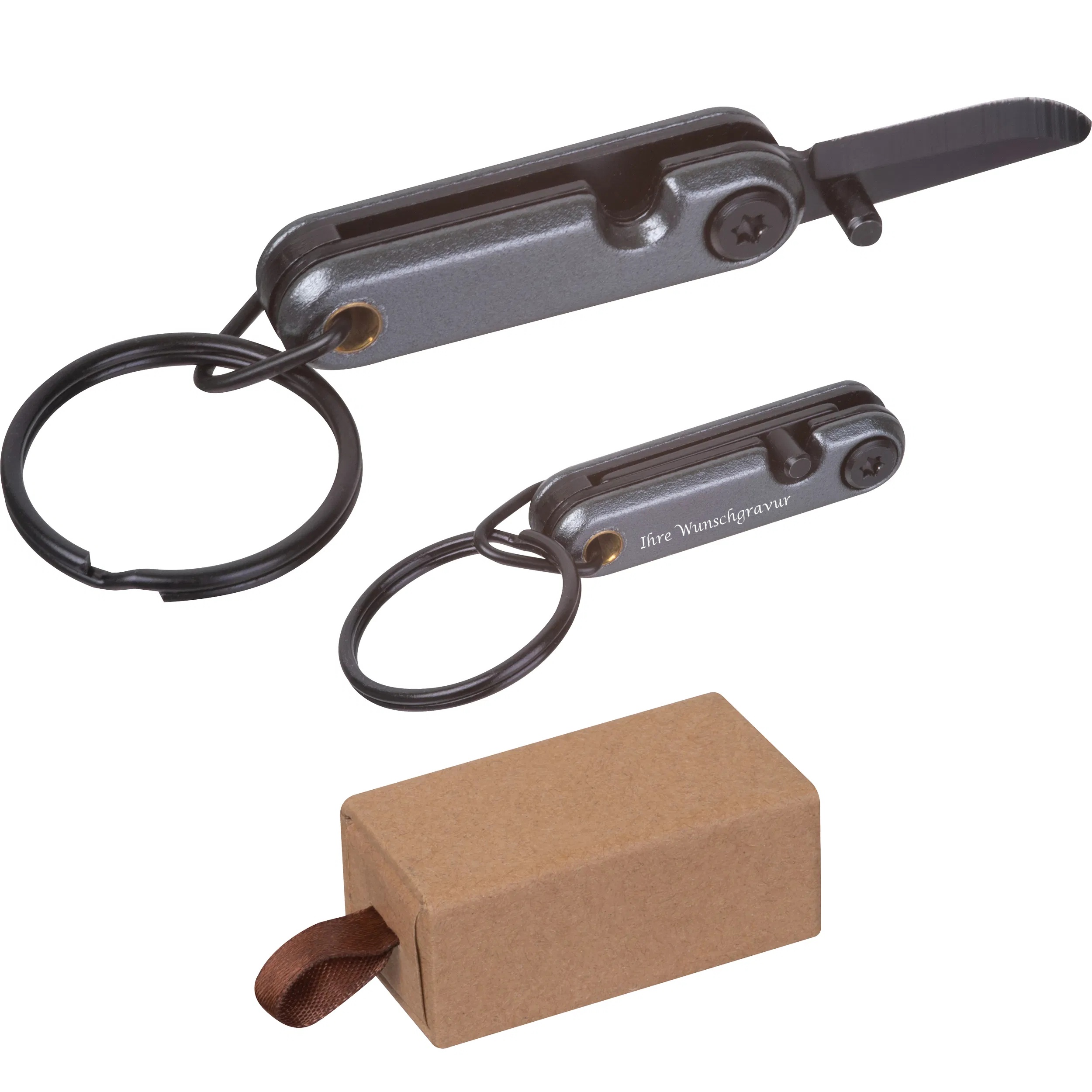 Mini Taschenmesser mit Gravur / aus Edelstahl mit Schlüsselring
