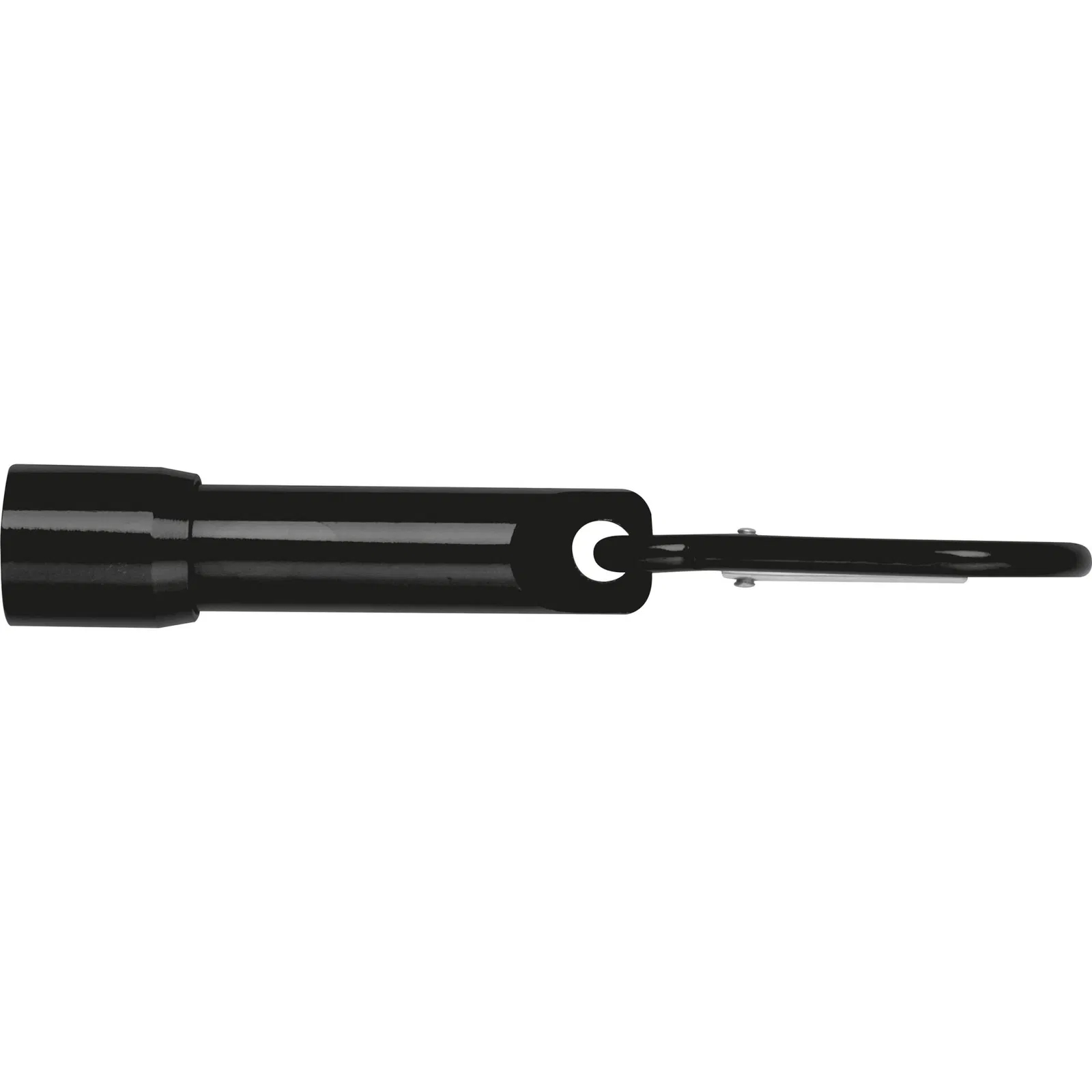 Mini-Taschenlampe mit Gravur / aus Metall / mit Karabinerhaken / Farbe: schwarz