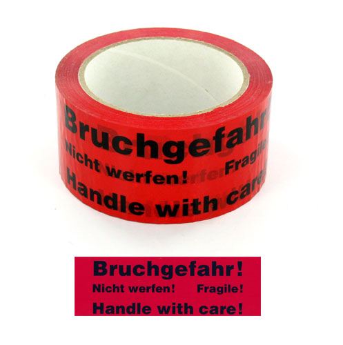 4 x Paketband Packband Warnband Bruchgefahr 66m x 50mm