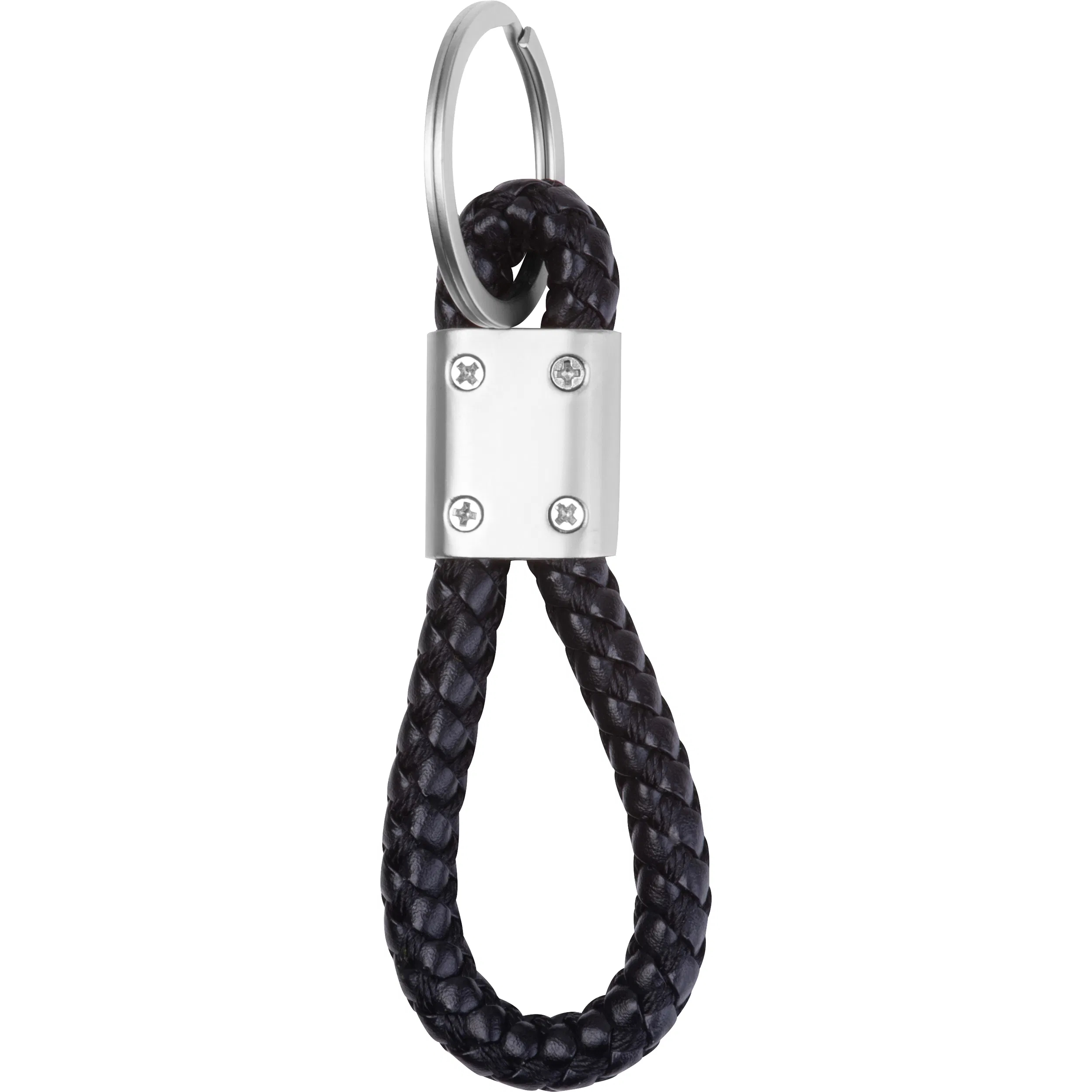 Schlüsselanhänger aus Metall mit Gravur / mit Kordel / Farbe: schwarz