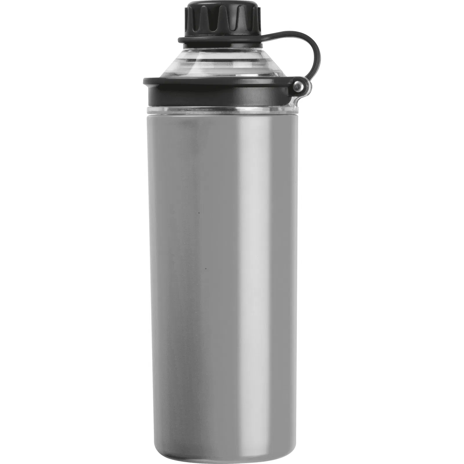 Doppelwandige Edelstahl Trinkflasche mit Gravur / 500ml / Farbe grau