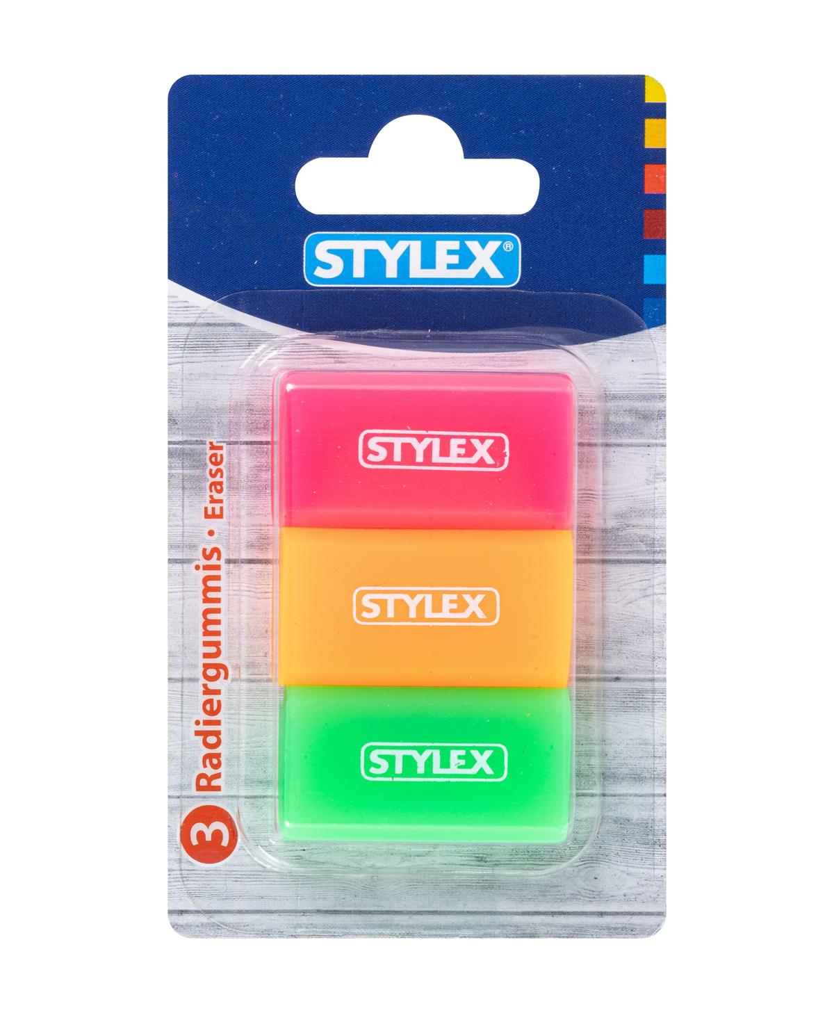 3 Radiergummis / Radierer / "neon"