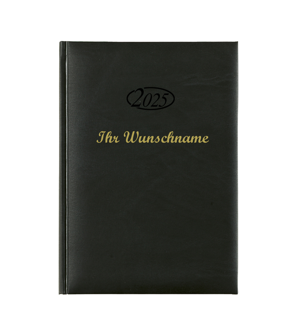 Buchkalender 2025 mit Namensgravur - Chefkalender - Farbe: schwarz