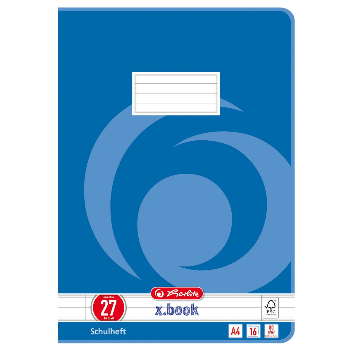 5 Herlitz Schulhefte / DIN A4 / 16 Blatt / Lineatur 27